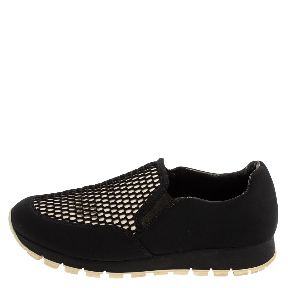 

Prada Sport Black Mesh And Stretch Fabric Slip On Sneakers Size