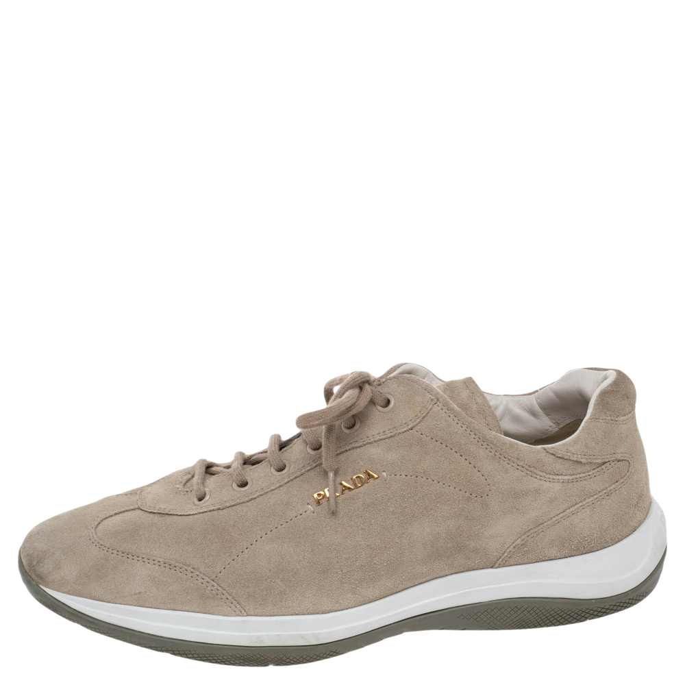 

Prada Sport Beige Suede Lace Up Low Top Sneakers Size