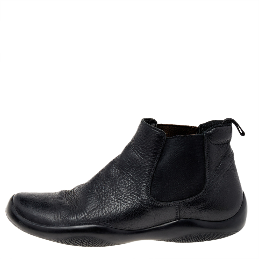 

Prada Sport Black Leather Chelsea Ankle Boots Size