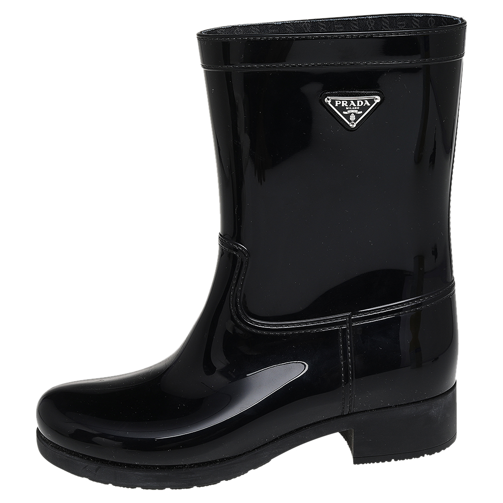 

Prada Sport Black Rubber Rain Boots Size