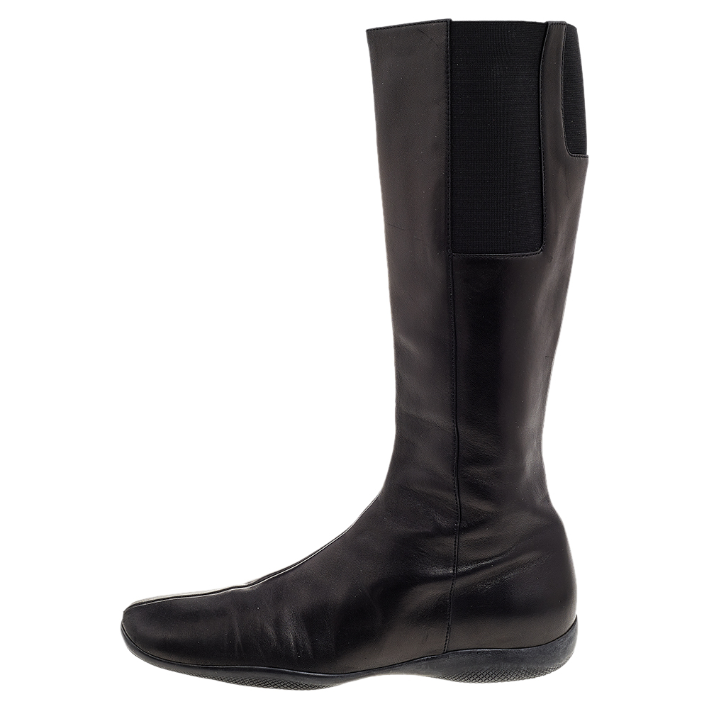

Prada Sport Black Leather Riding Boots Size