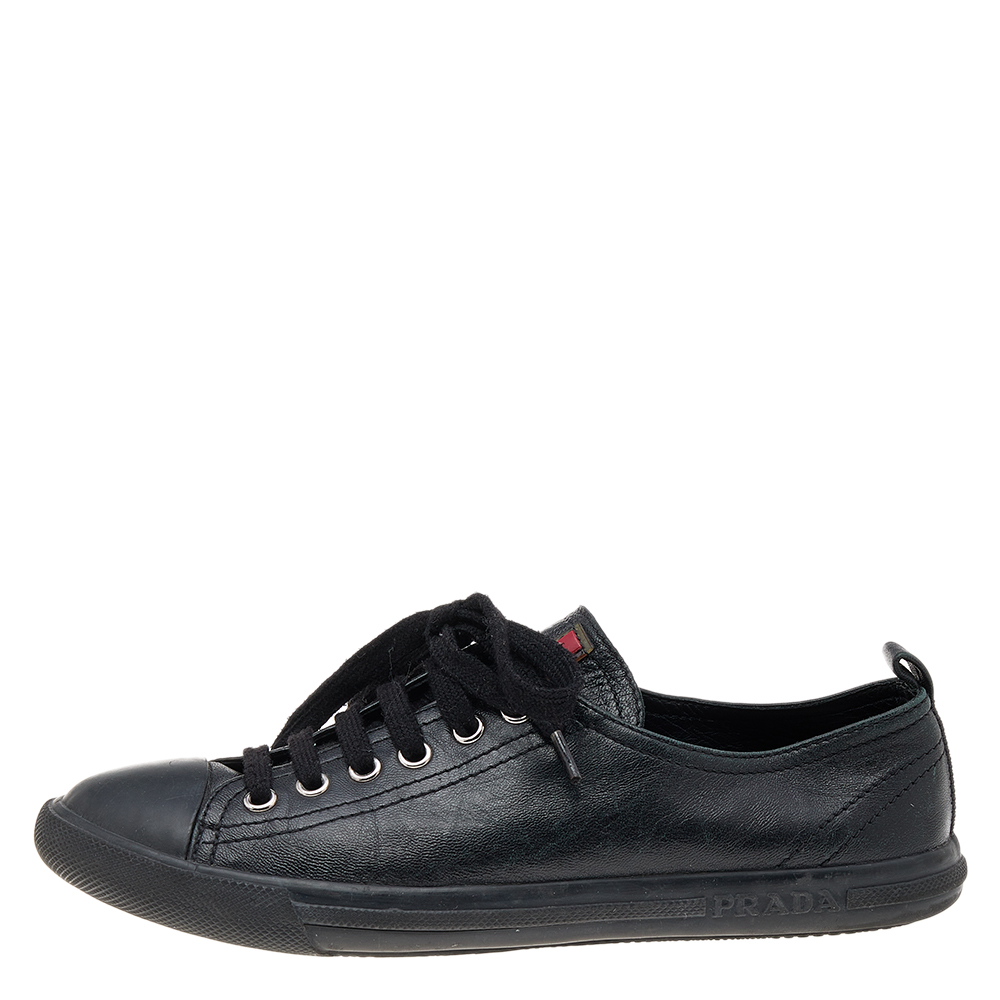 

Prada Sport Black Leather Low Top Sneakers Size