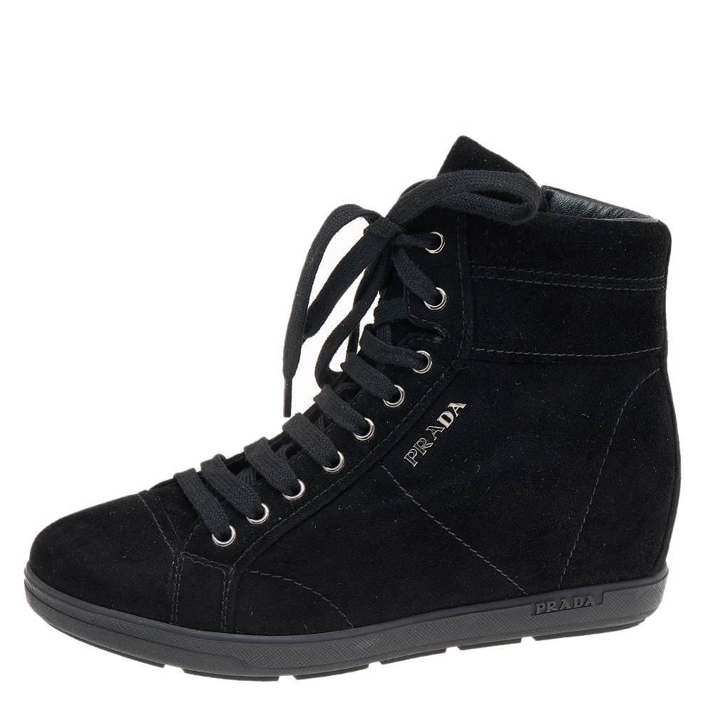 

Prada Sport Black Suede Wedge Sneakers Size