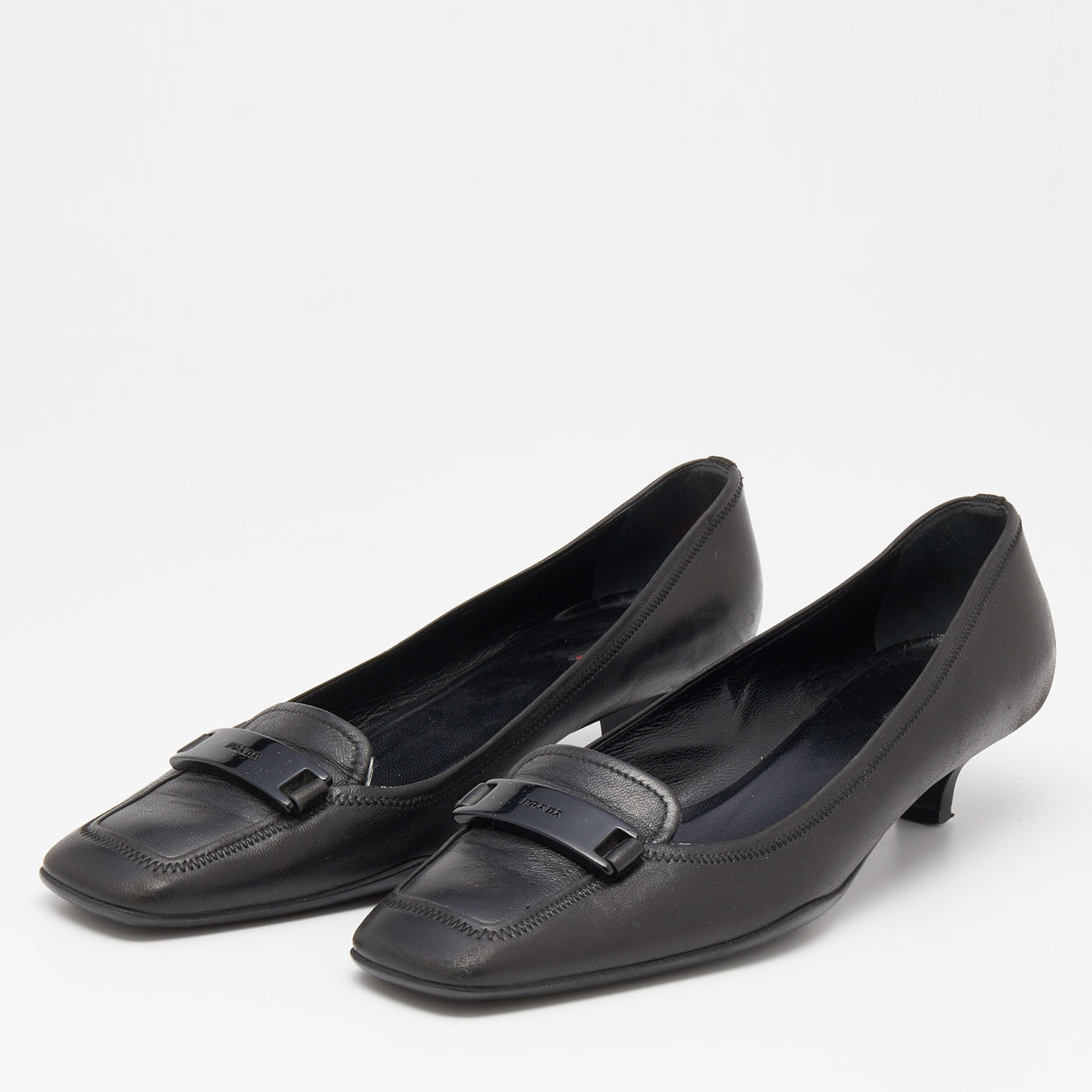 

Prada Sport Black Leather Loafer Pumps Size