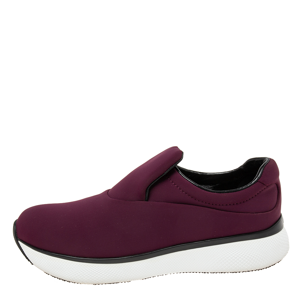 

Prada Sport Burgundy Nylon Slip On Sneakers Size