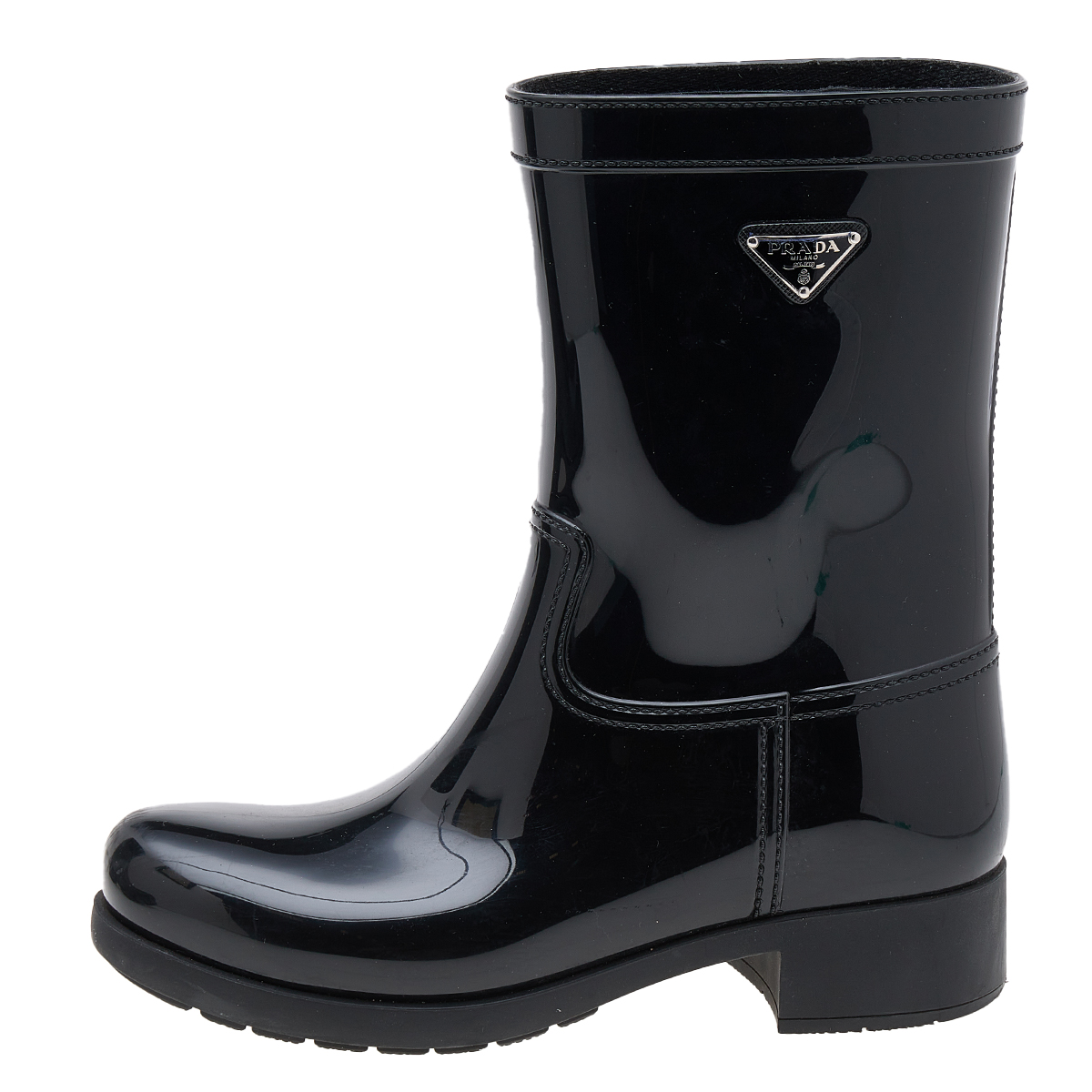 

Prada Black Rubber Rain Boots Size