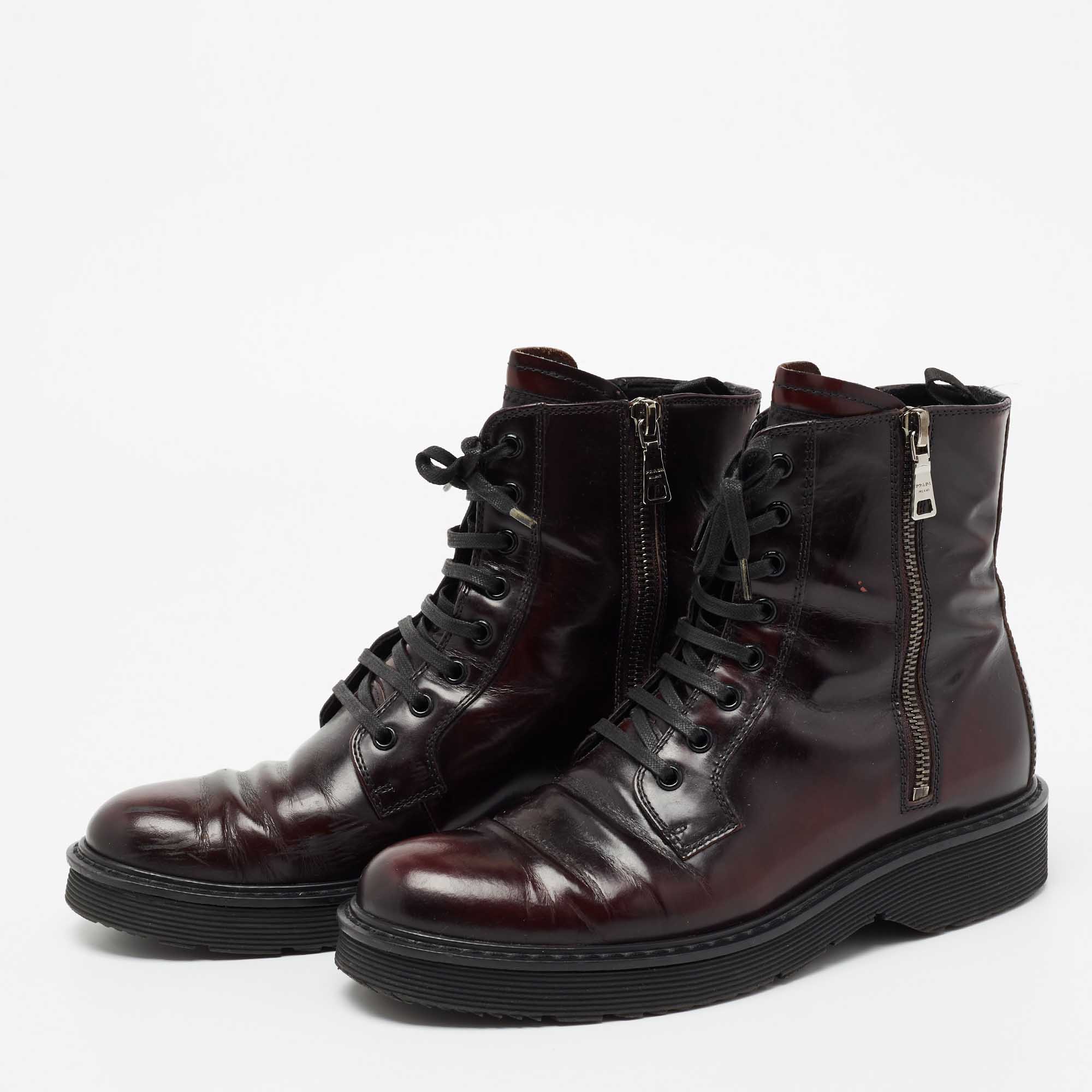 

Prada Sport Burgundy/Black Patent Leather Ankle Boots Size