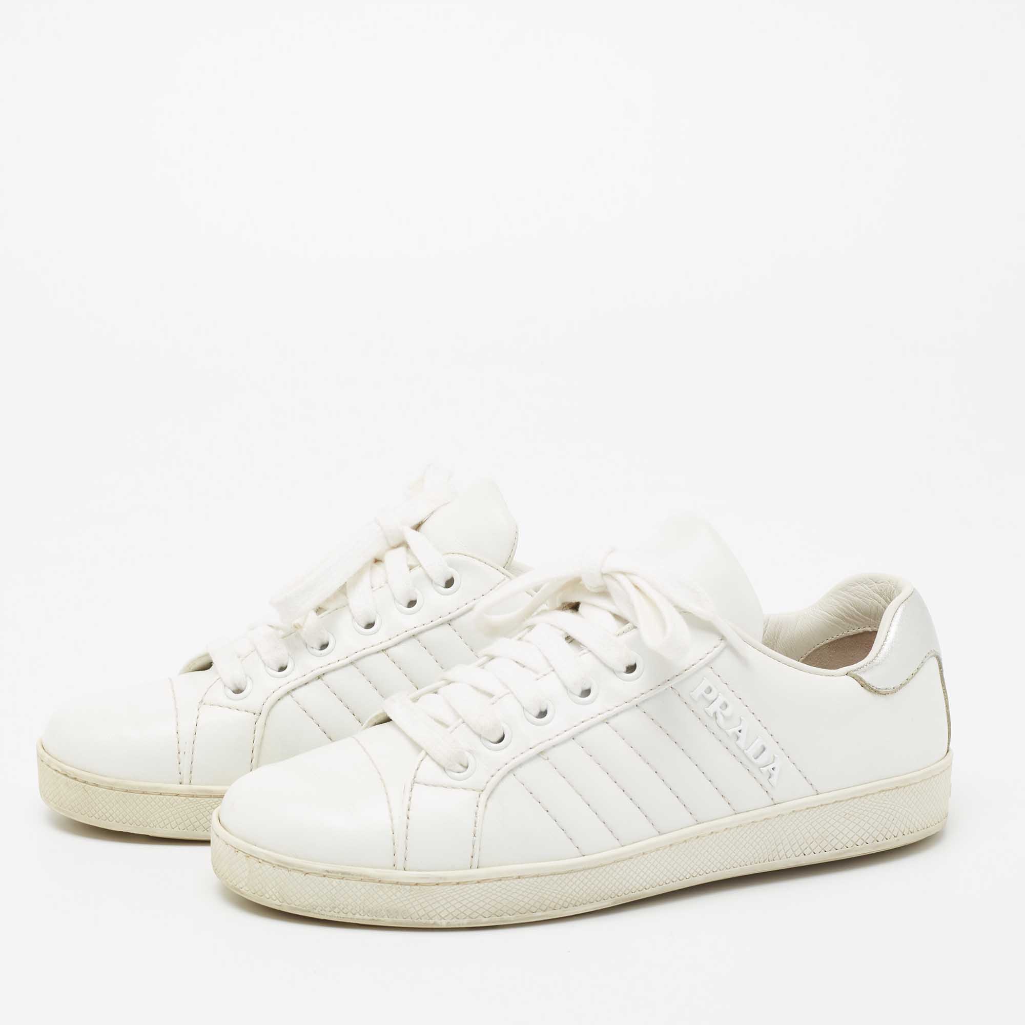 

Prada Sport White Leather Low-Top Sneakers Size