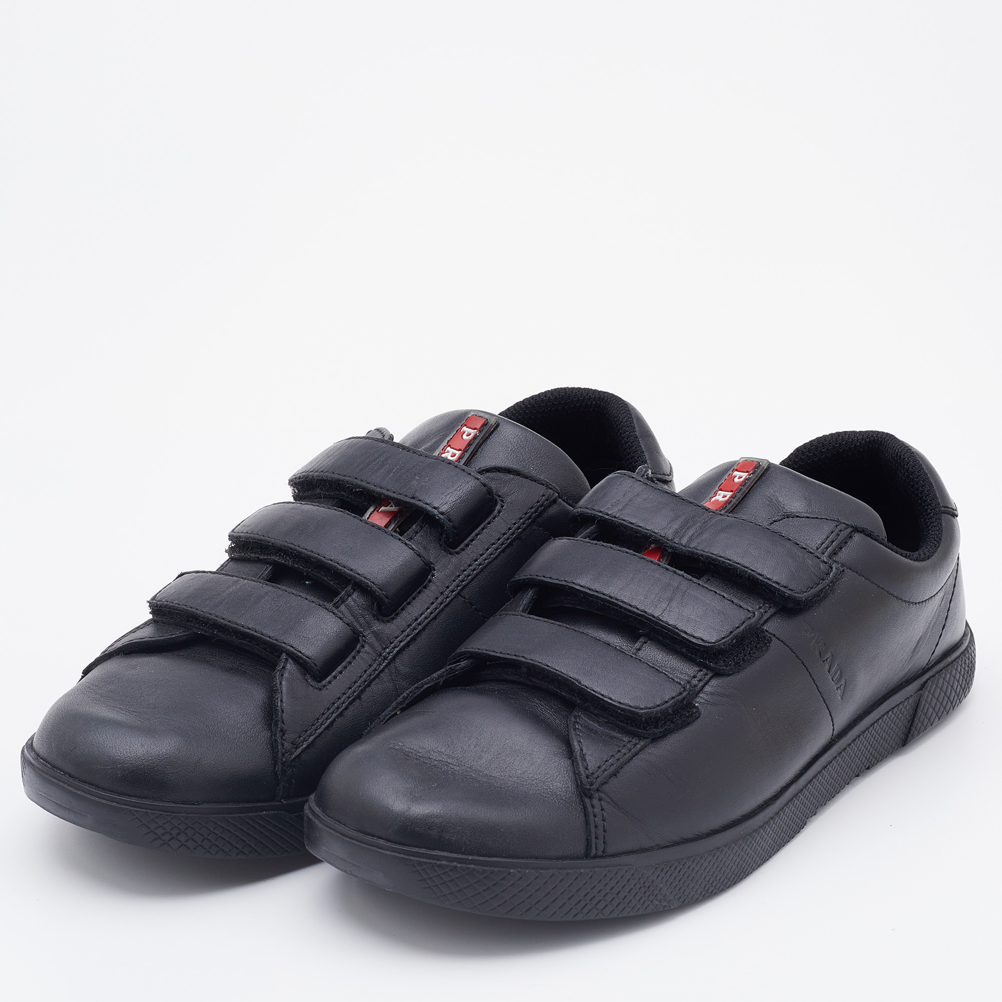 

Prada Sport Black Leather Velcro Low Top Sneakers Size