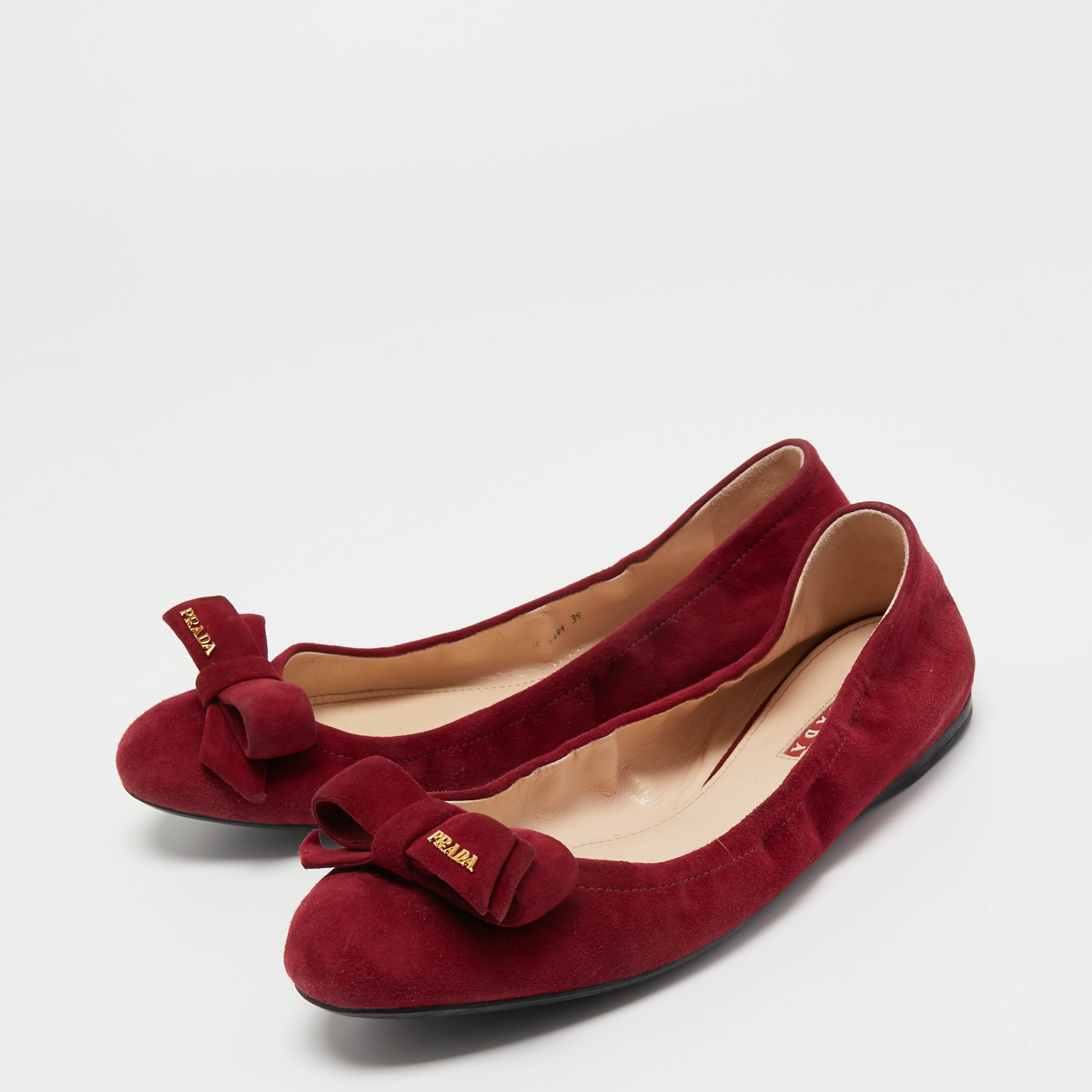

Prada Sport Red Suede Bow Ballet Flats Size, Burgundy