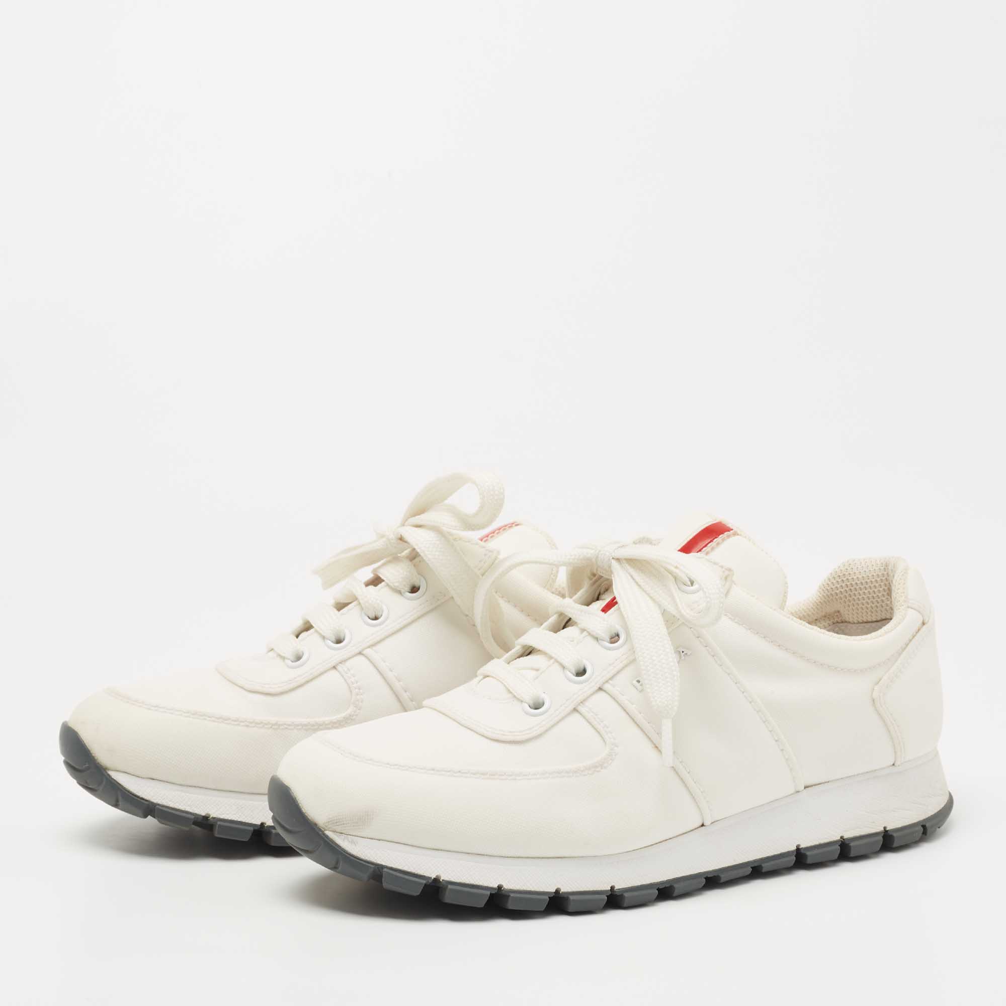 

Prada Sport Off White Canvas Low Top Sneakers Size