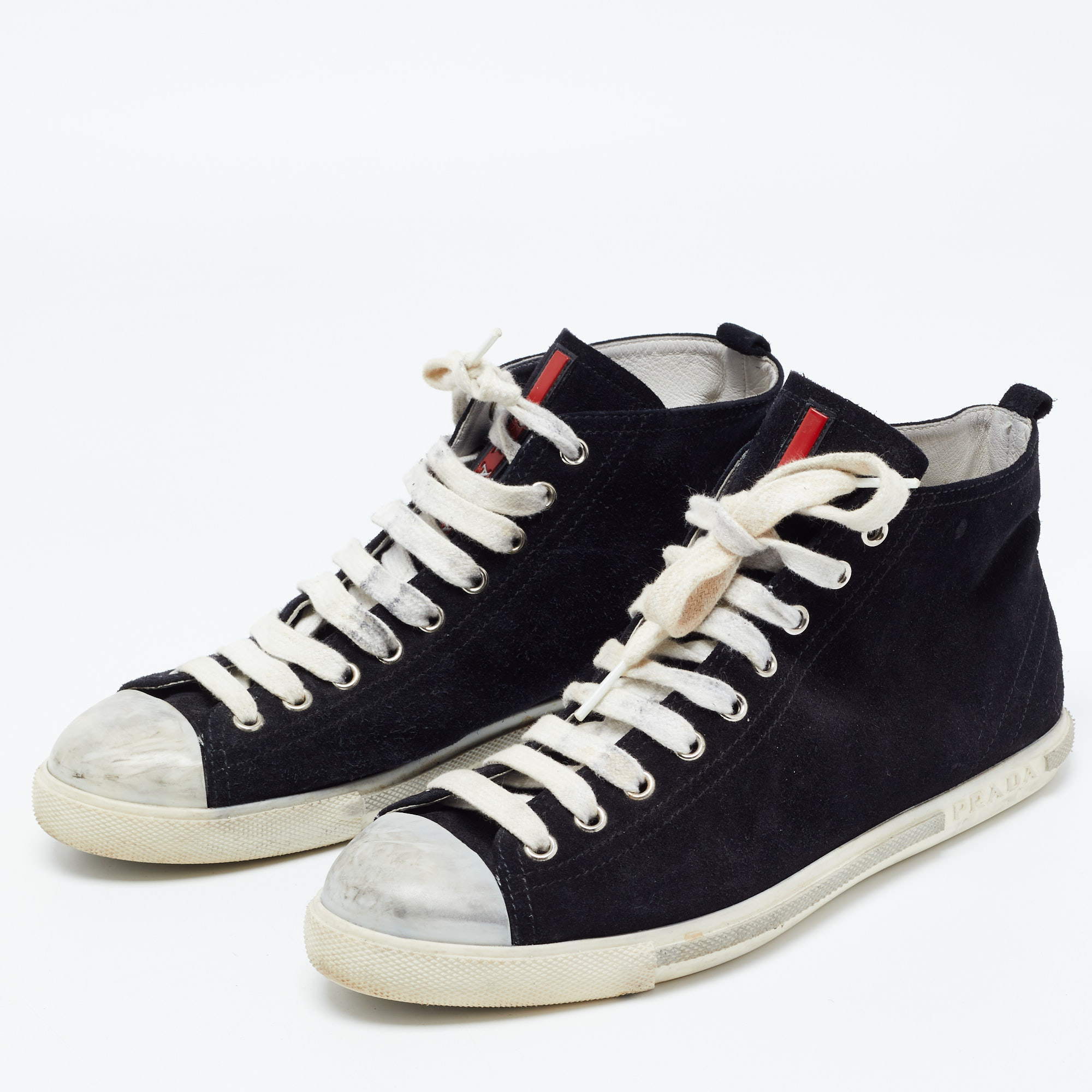 

Prada Black Suede High Top Sneakers Size