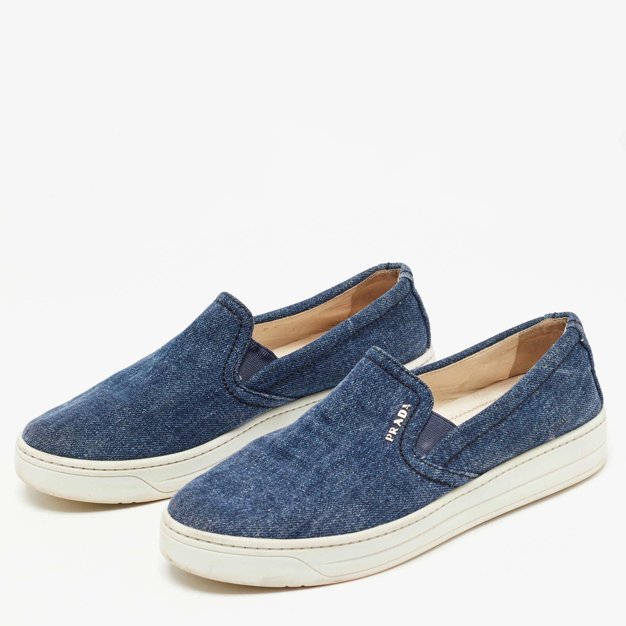 

Prada Sport Blue Denim Slip On Sneakers Size