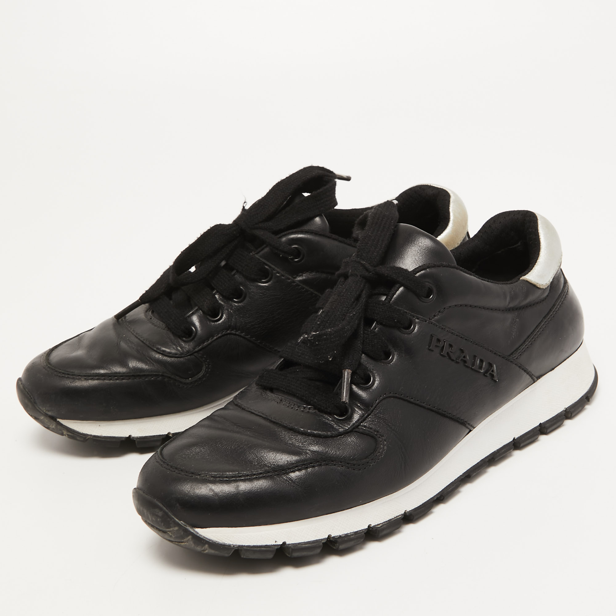 

Prada Sport Black Leather Low Top Sneakers Size