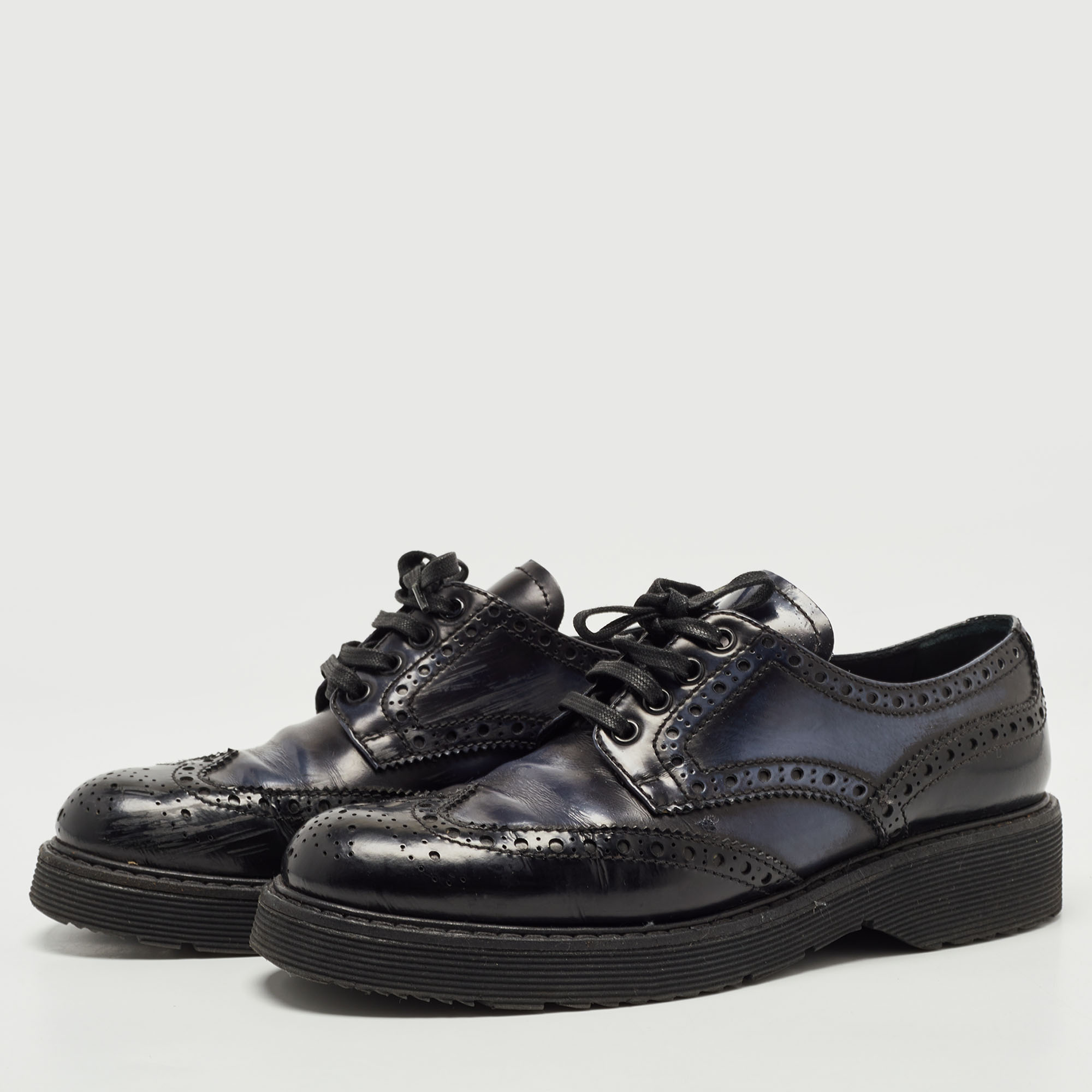 

Prada Sport Black/Blue Leather Brogue Derby Size