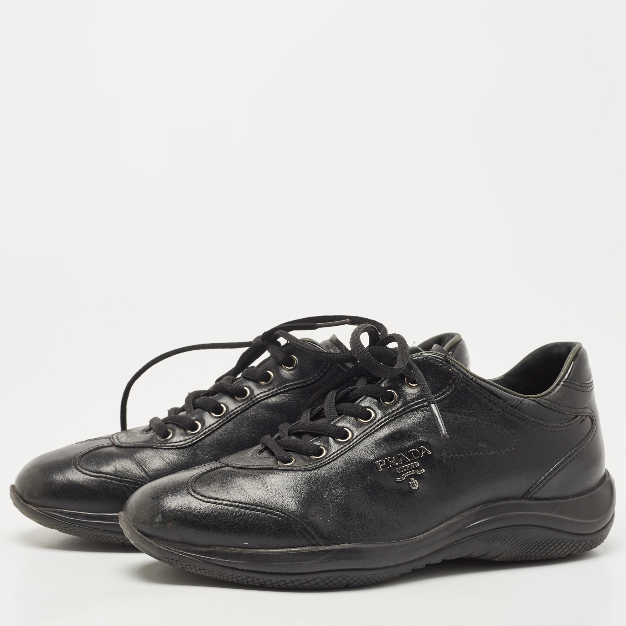 

Prada Sport Black Leather Low Top Sneakers Size