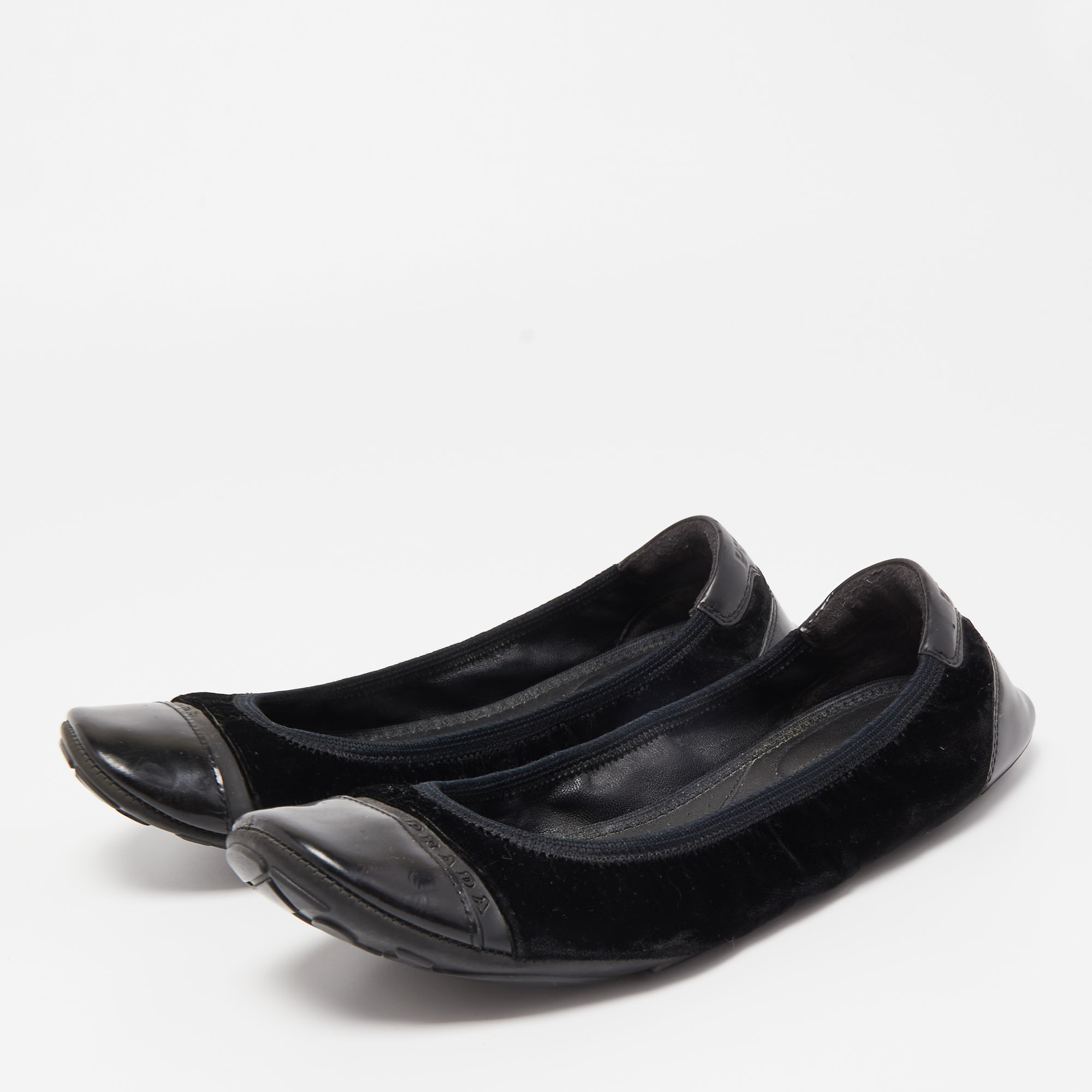 

Prada Sport Black Velvet and Patent Leather Ballet Flats Size