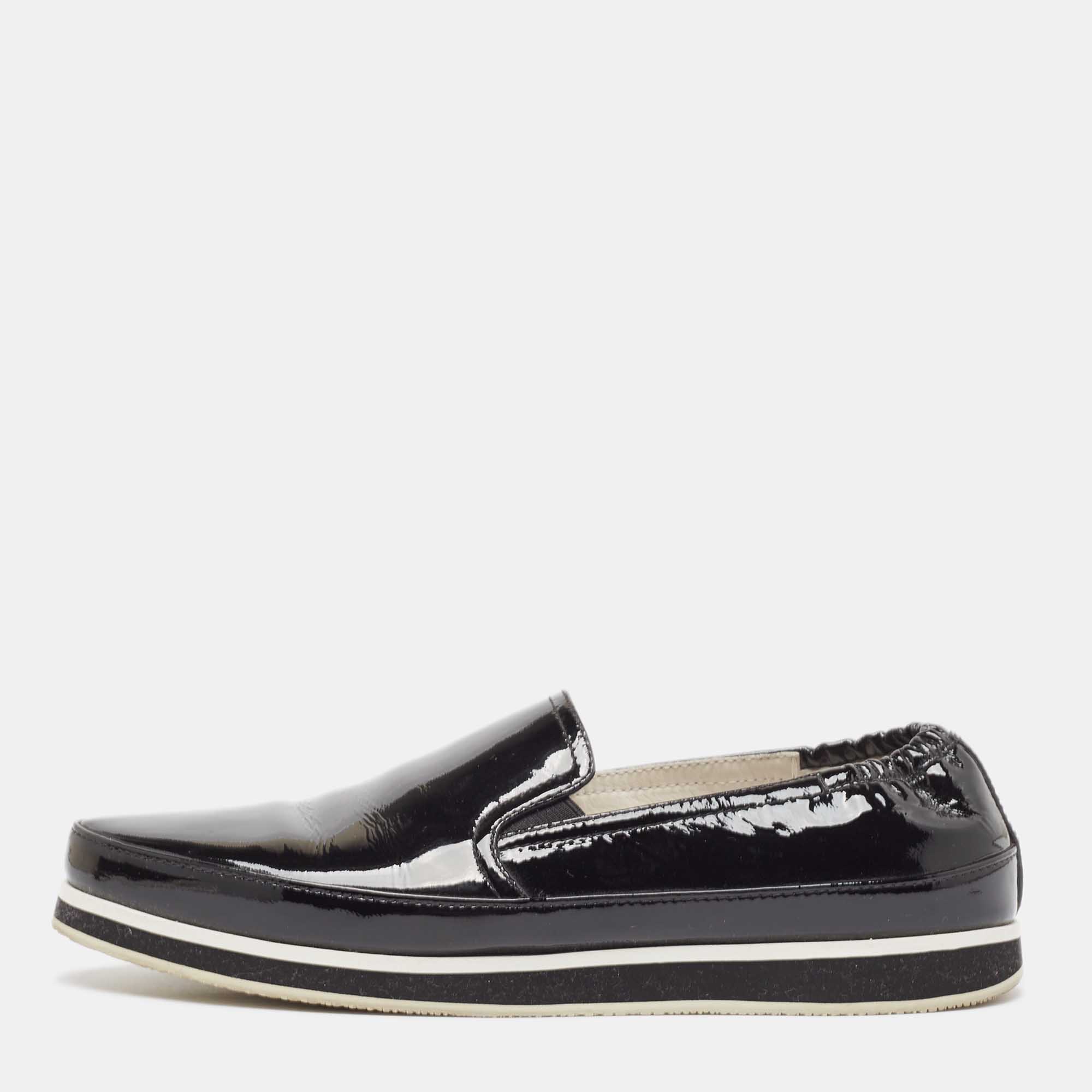

Prada Sport Black Patent Leather Slip On Loafers Size