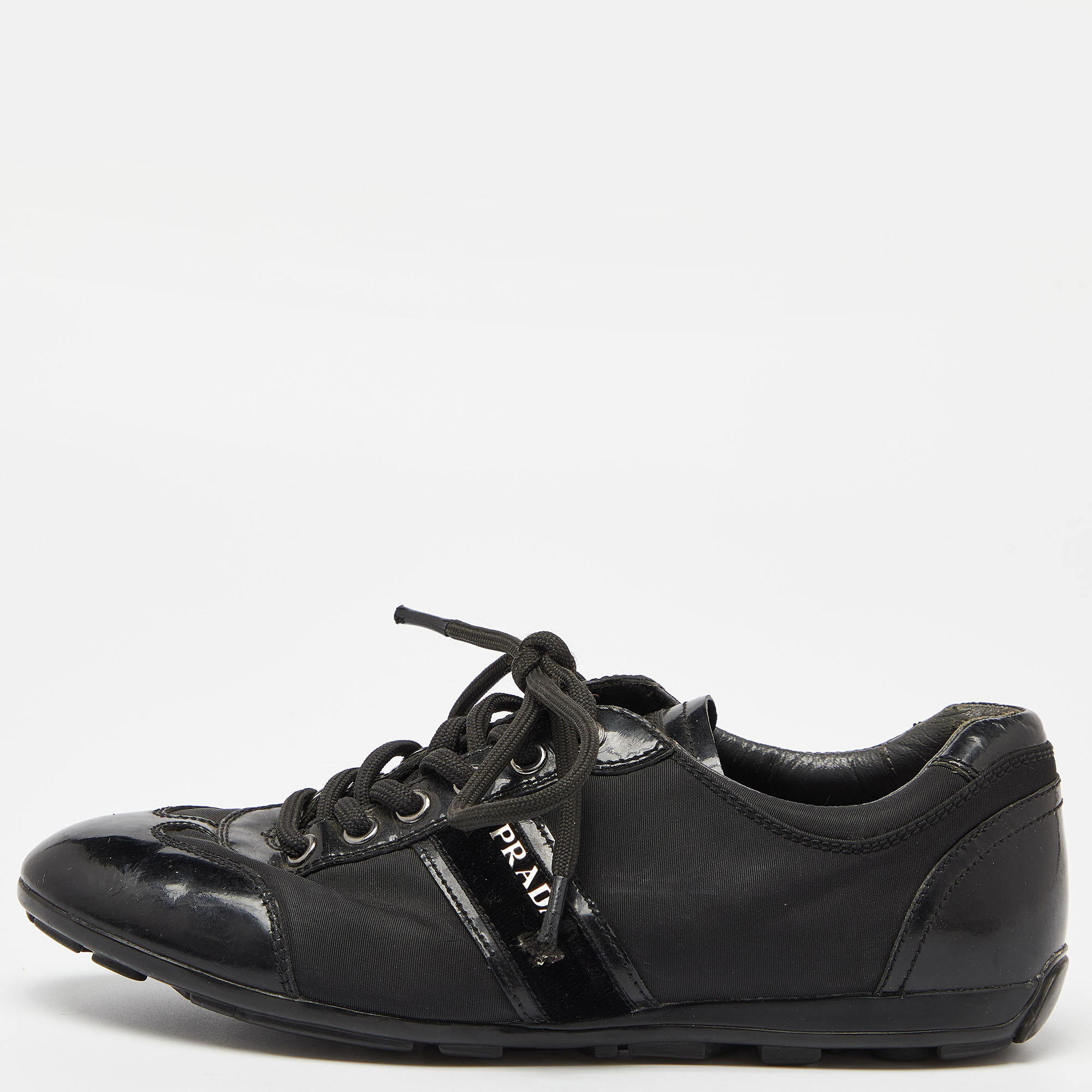 

Prada Sport Black Patent Leather and Nylon Low Top Sneakers Size