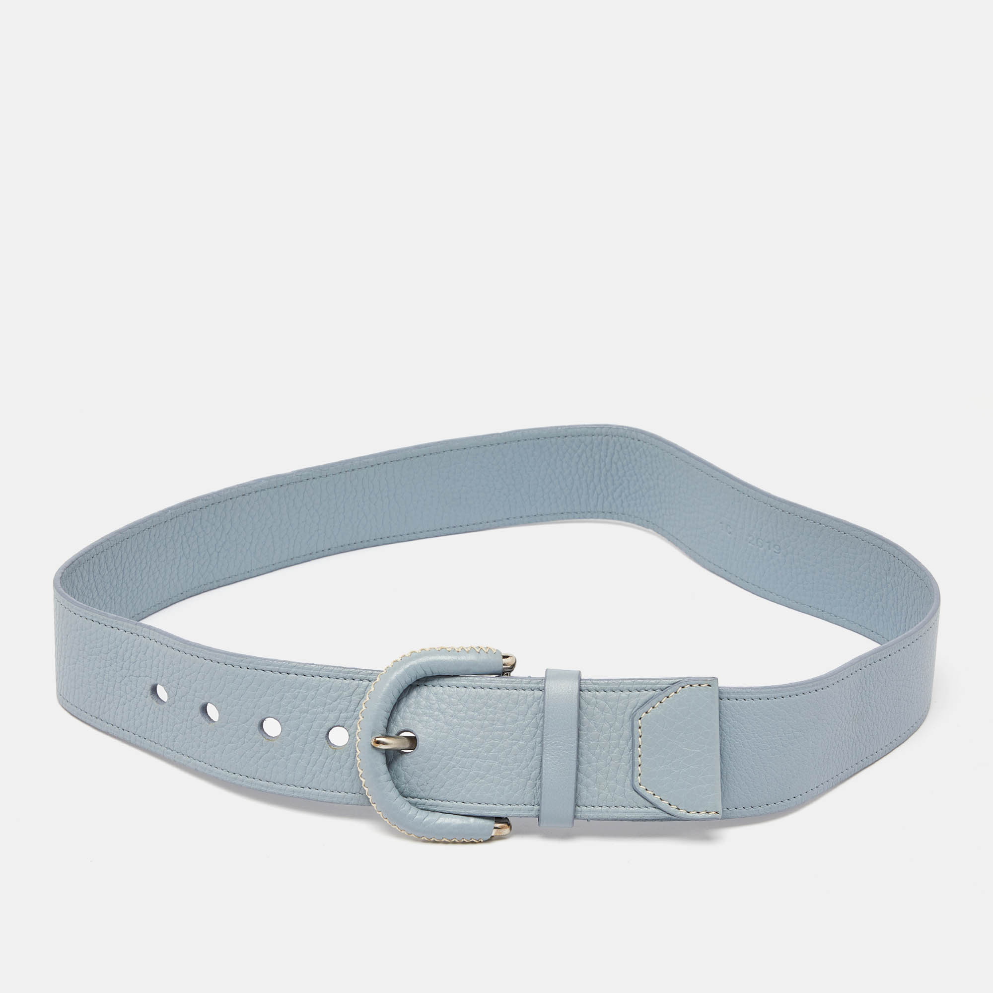 

Prada Light Blue Leather Buckle Belt 80CM