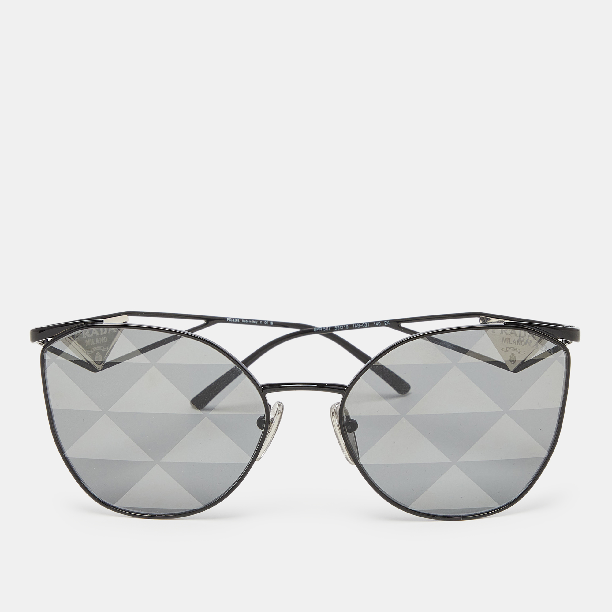 

Prada Black Tone/Grey SPR50Z All-Over Logo Cat-Eye Sunglasses