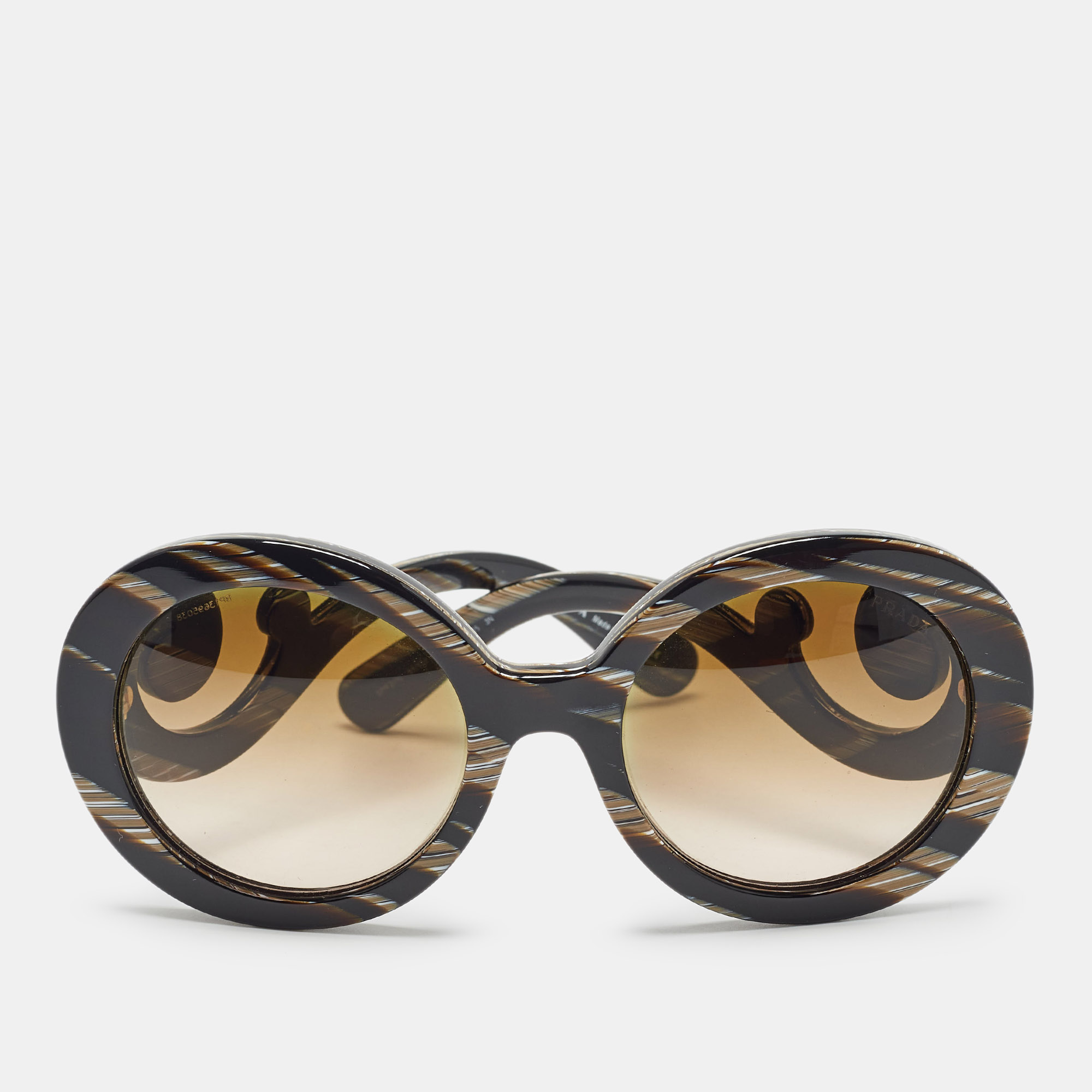 

Prada Brown Gradient SPR27N Printed Frame Baroque Round Sunglasses