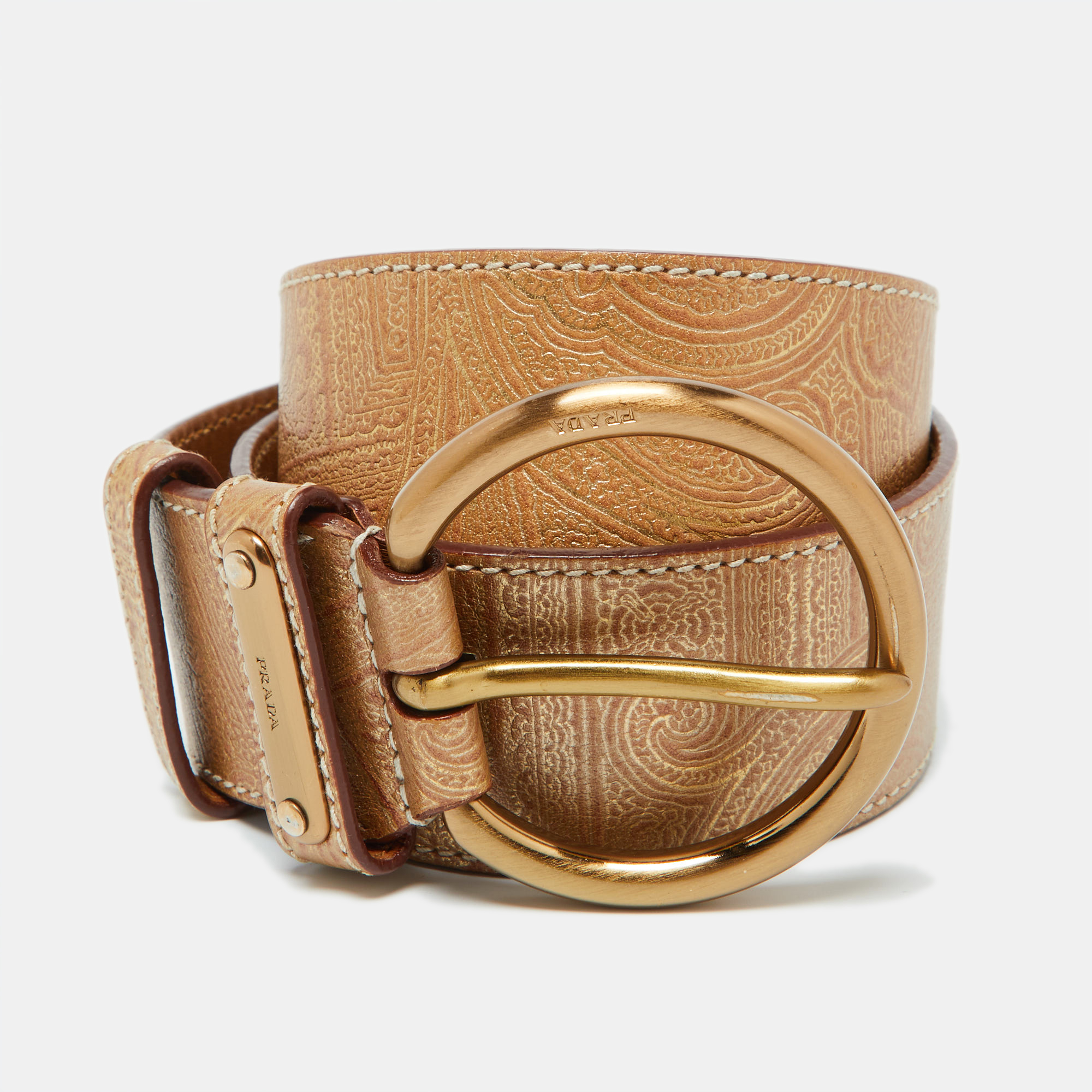 

Prada Metallic Gold Leather Waist Belt