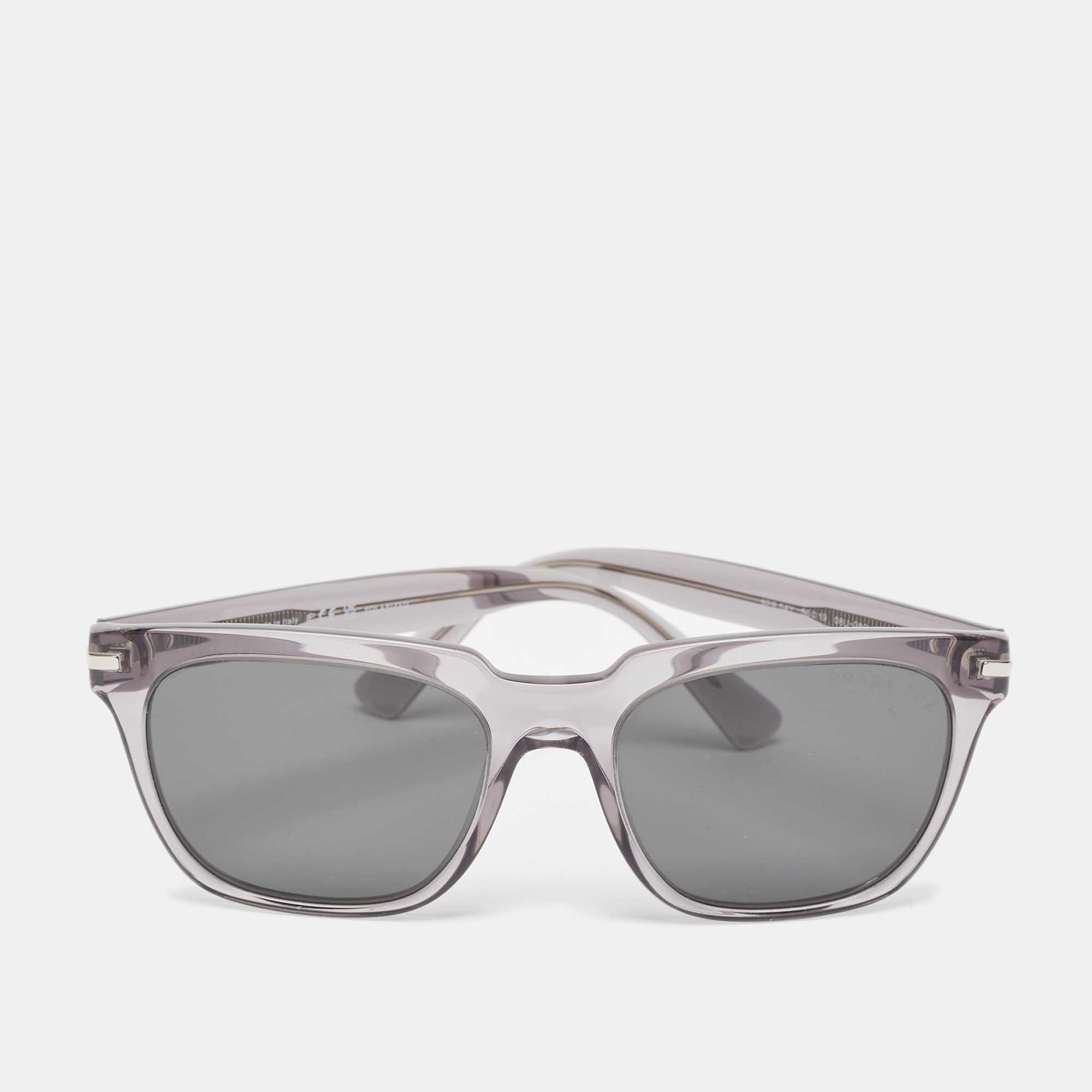 Pre-owned Prada Grey Spr04y Polarized Rectangle Sunglasses