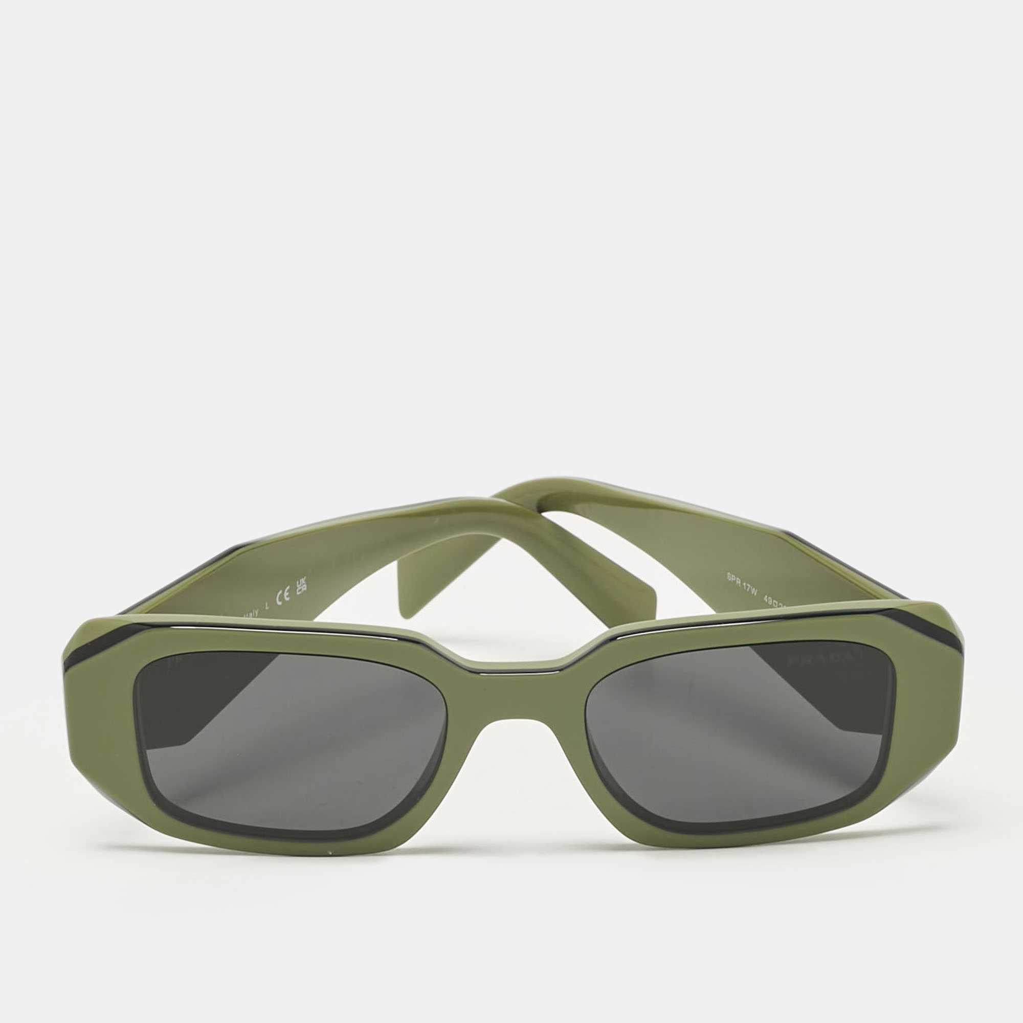 

Prada Olive Green/Black SPR17W Symbole Rectangular Sunglasses