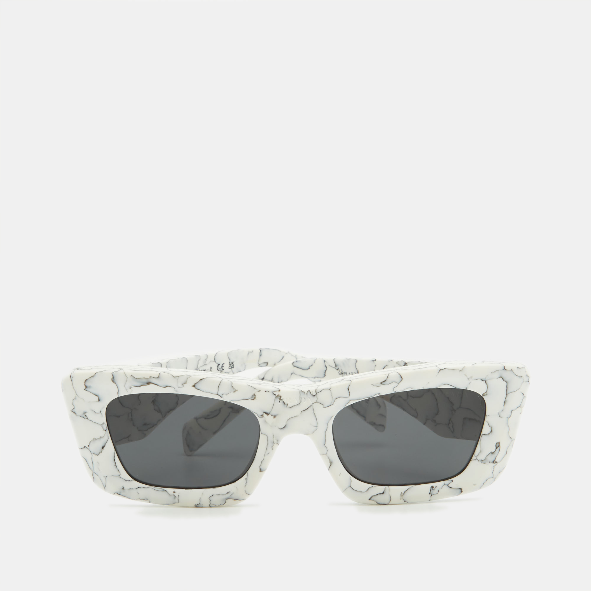 

Prada White/Black SPR 13Z Marble Print Symbole Sunglasses