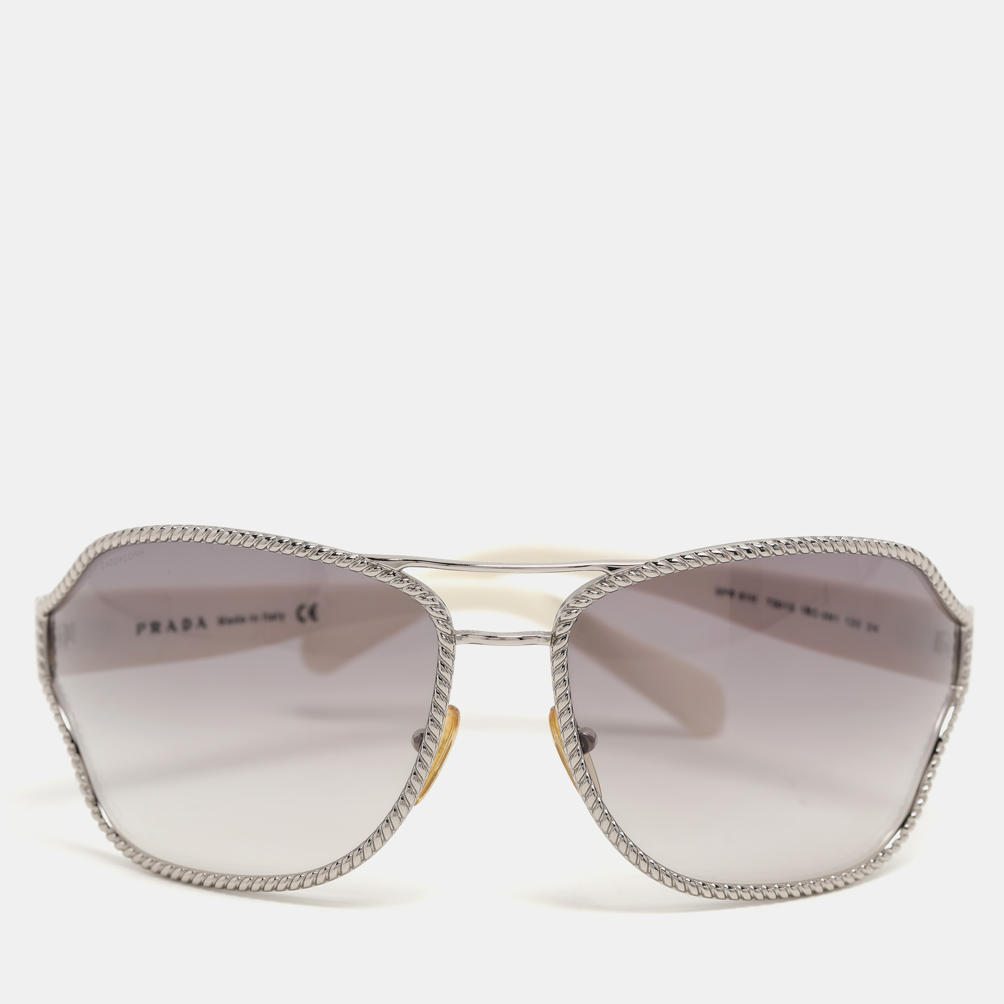 

Prada Black/White Metal Shield SPR 61H Sunglasses