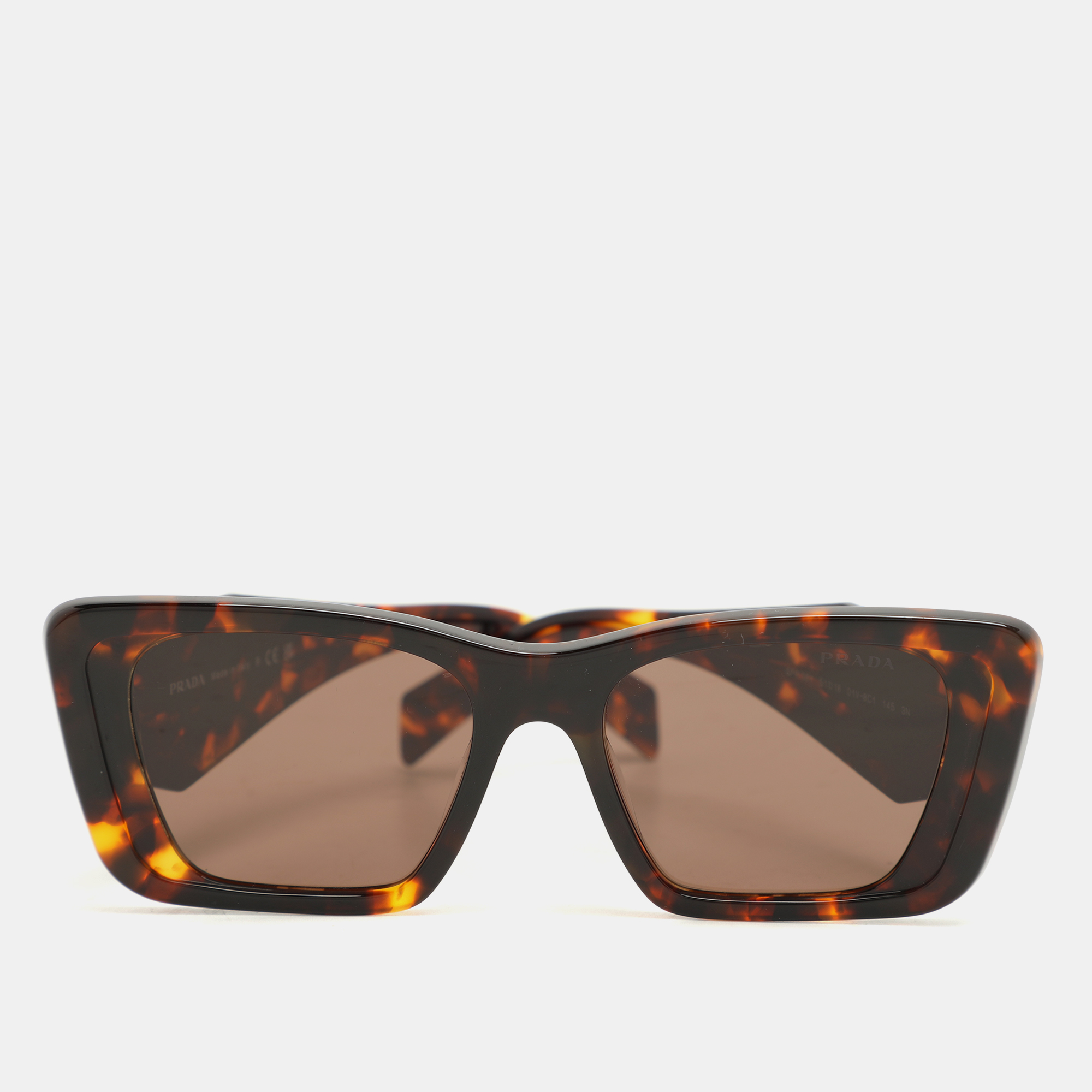 

Prada Tortoise Acetate SPR 08Y Symbole Square Sunglasses, Brown