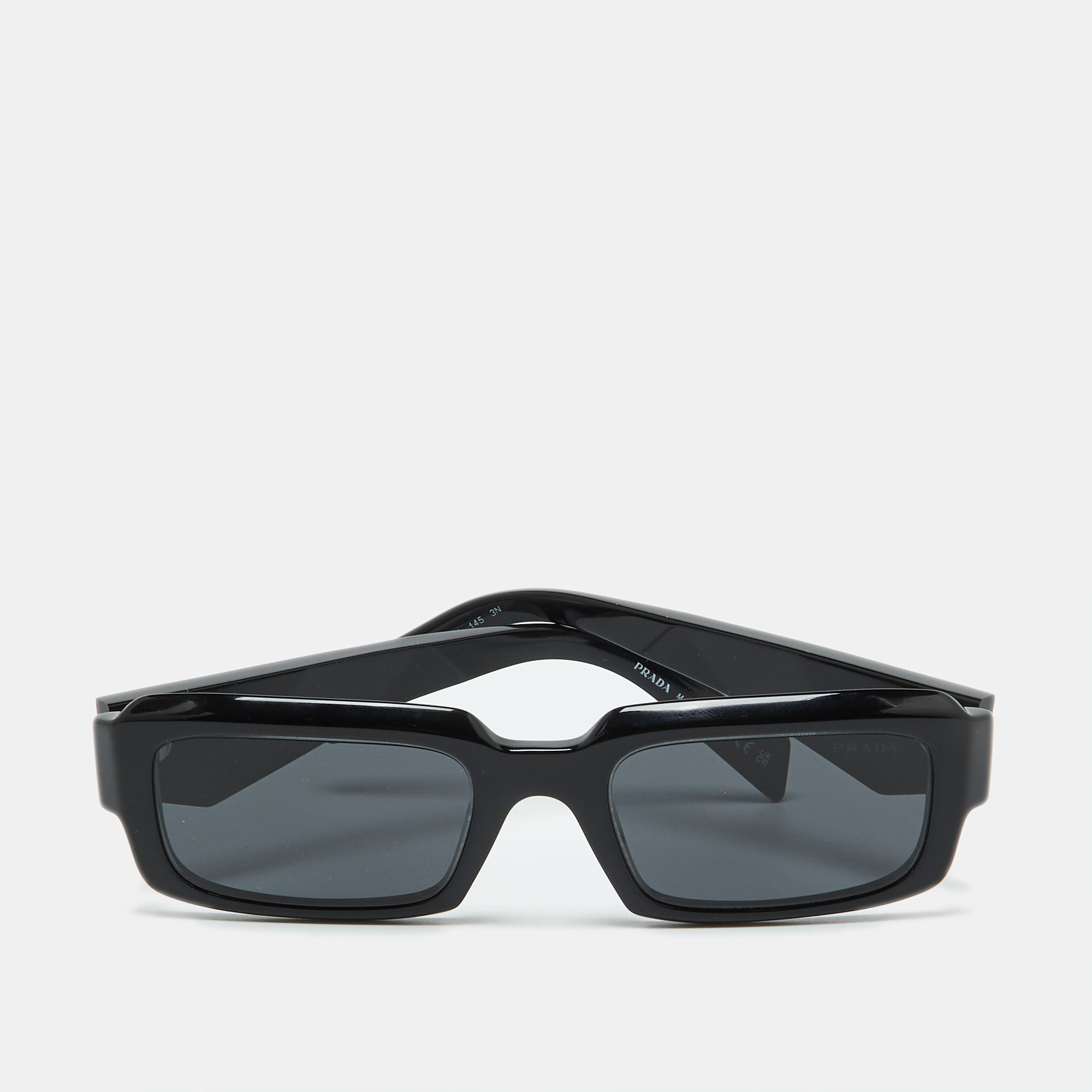 

Prada Black/Grey SPR27Z Symbole Rectangular Sunglasses