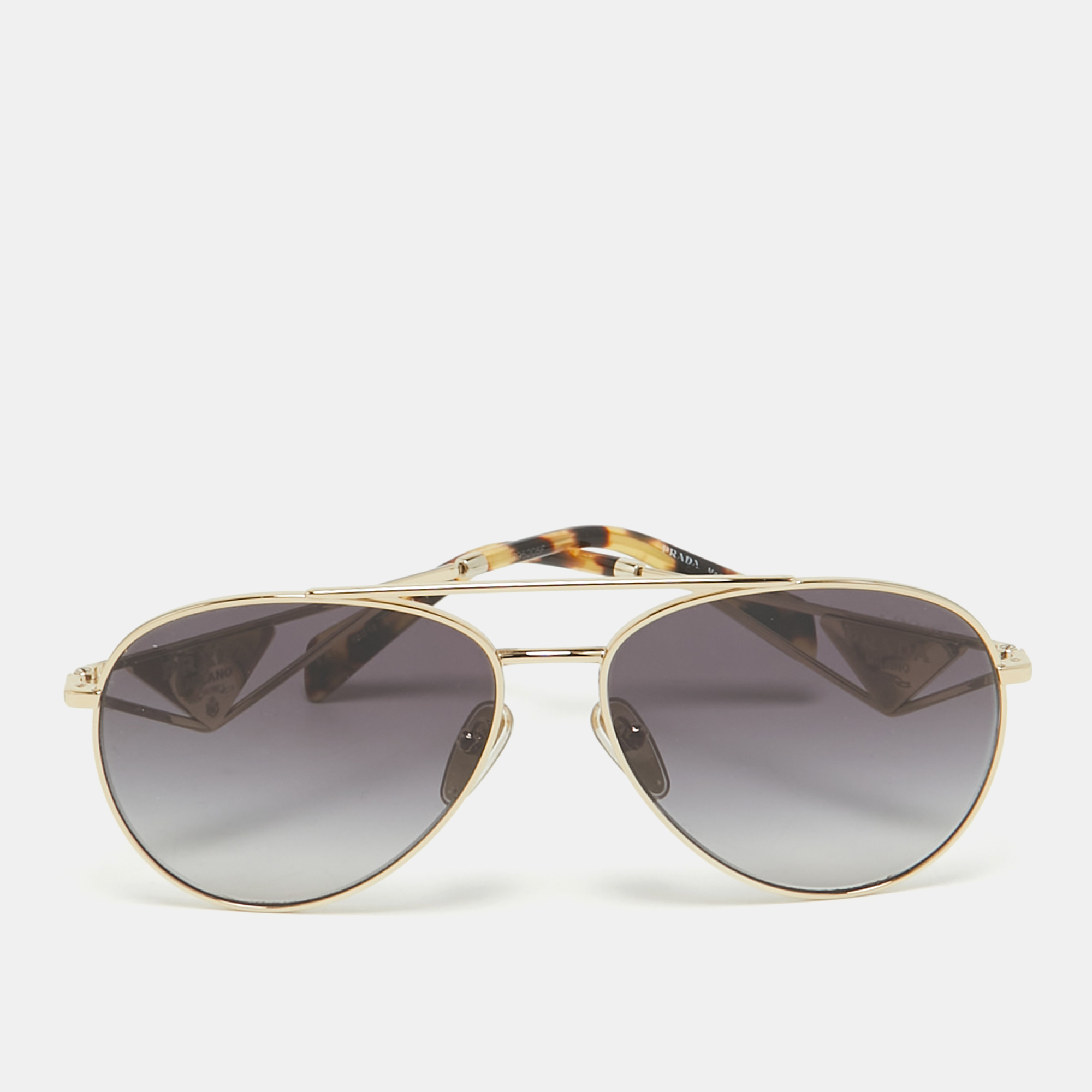 

Prada Black/Gold SPR 73Z Triangle Logo Aviator Sunglasses