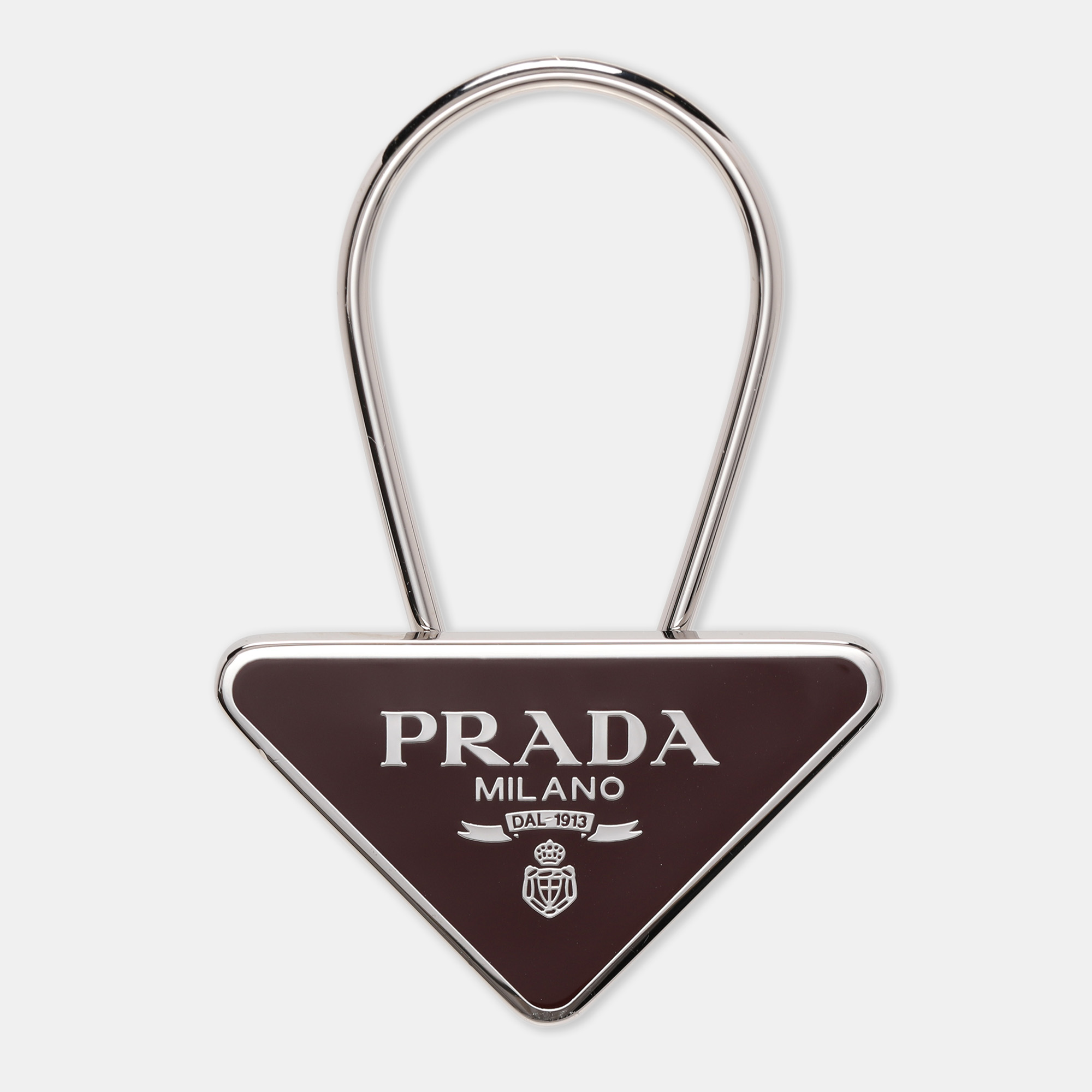 

Prada Burgundy Triangle Logo Key Chain