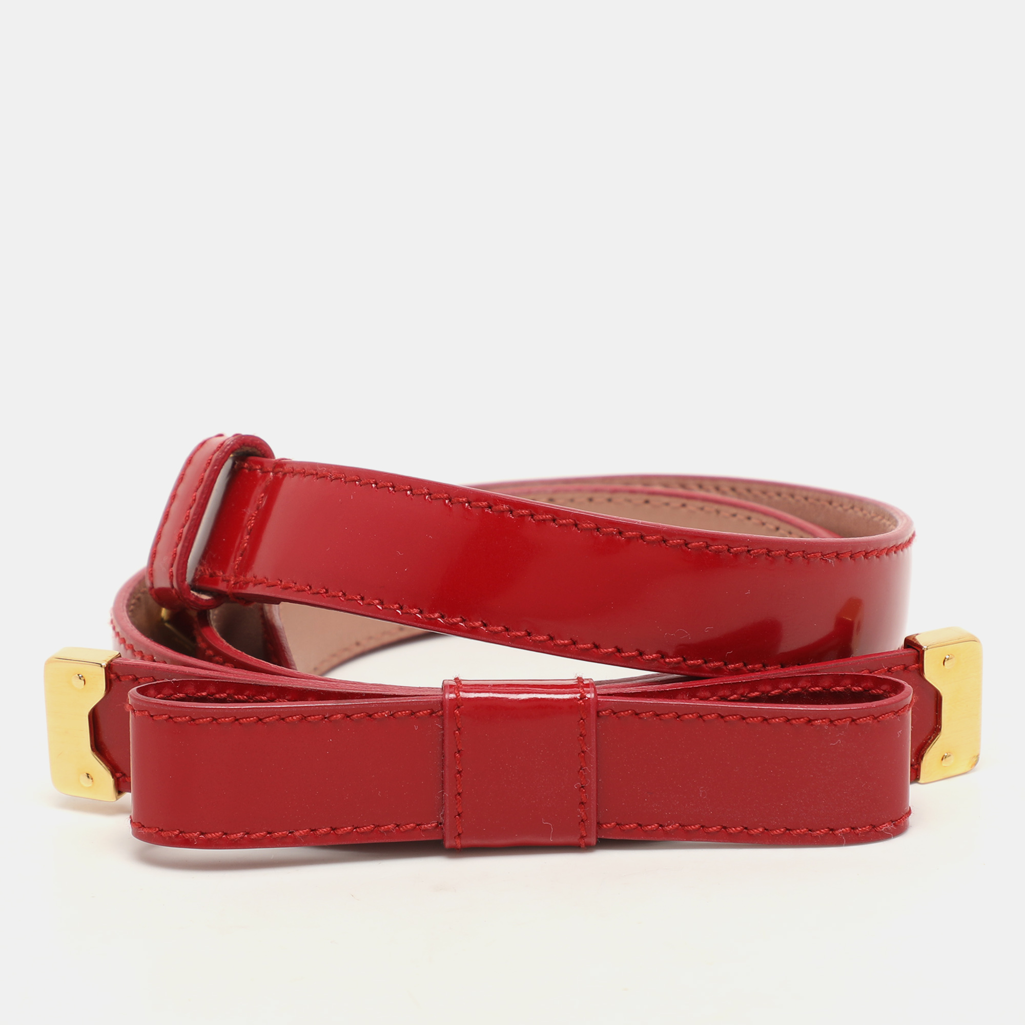 

Prada Red Patent Leather Bow Waist Belt 80CM