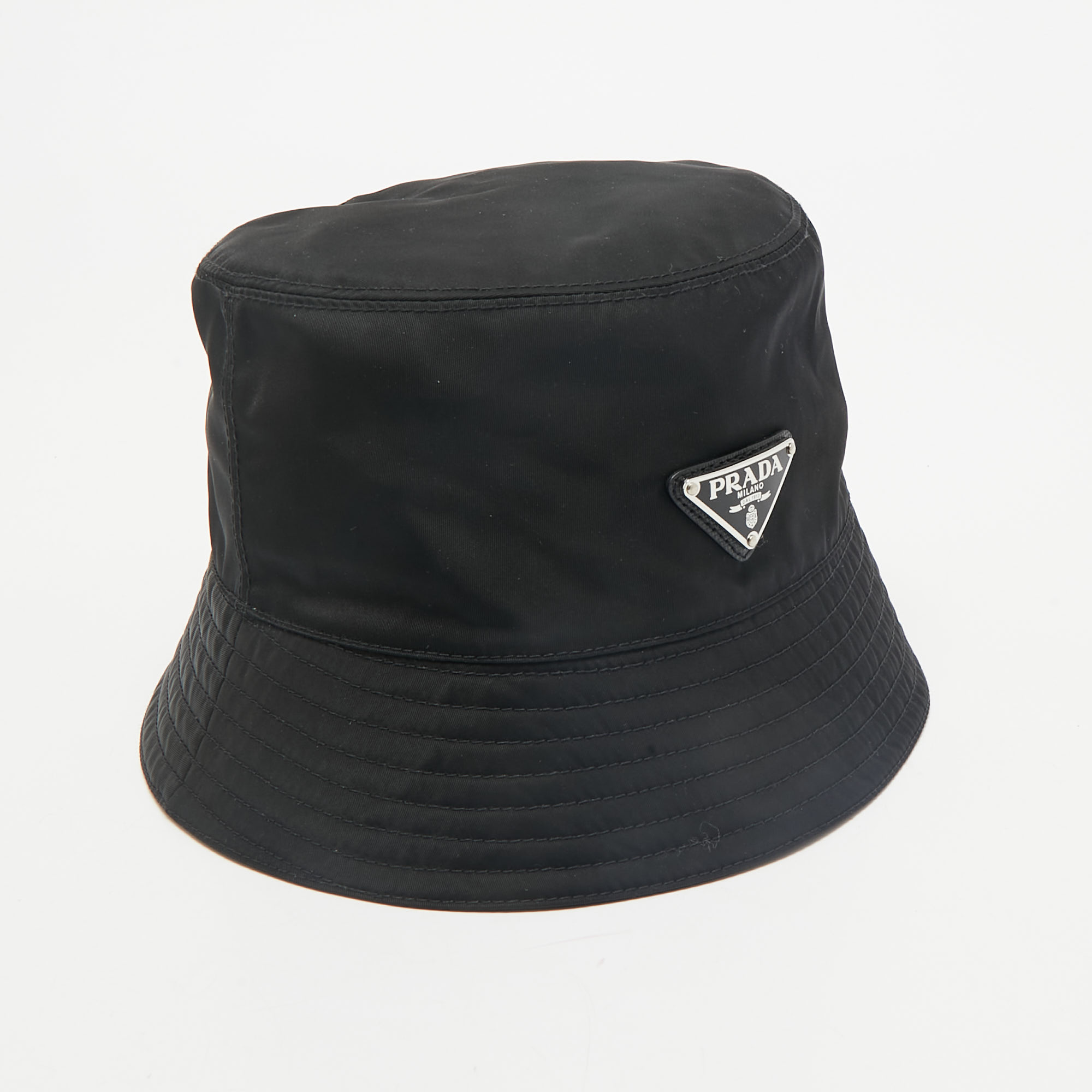 

Prada Black Logo Applique Re-Nylon Bucket Hat L