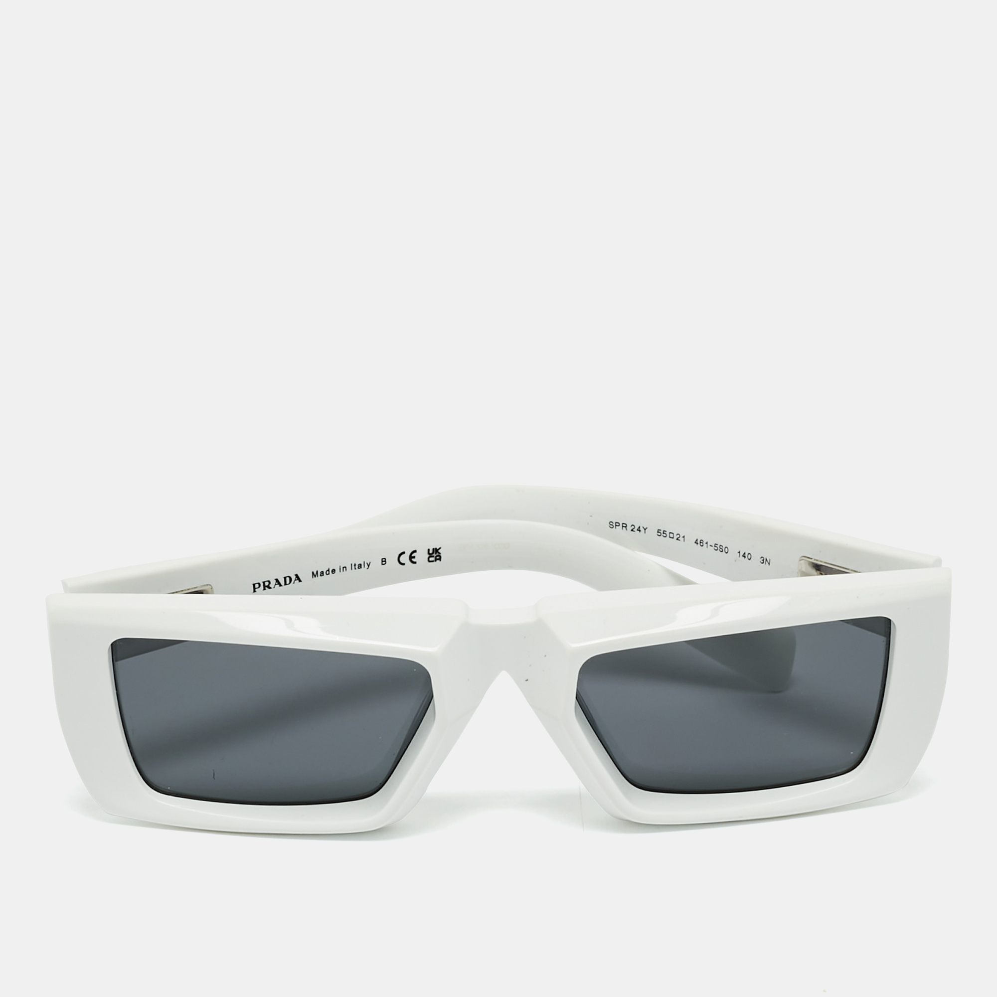 

Prada White/Grey SPR24Y Frame Rectangular Sunglasses