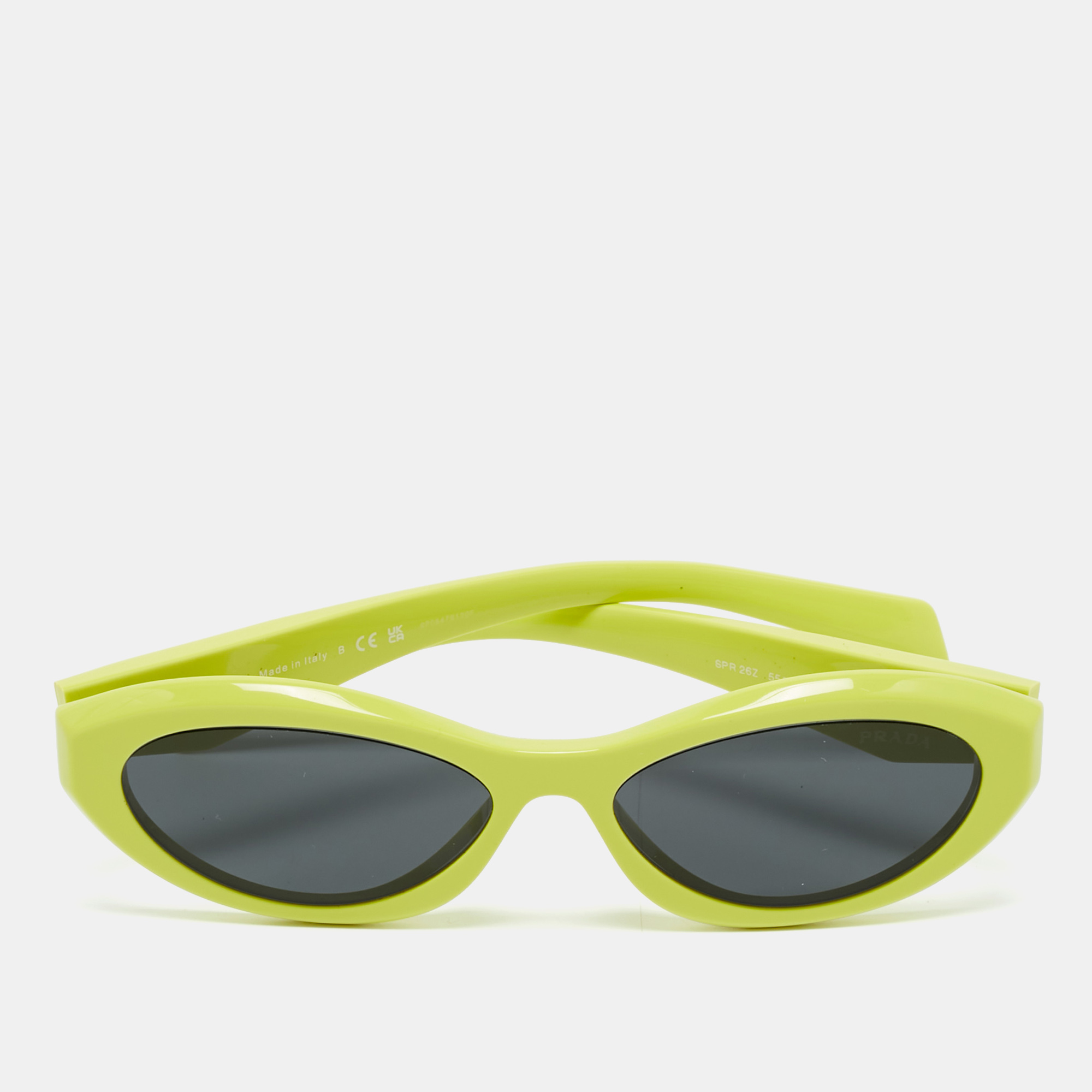 

Prada Lime Green/Black PR 26ZS Frame Oval Sunglasses