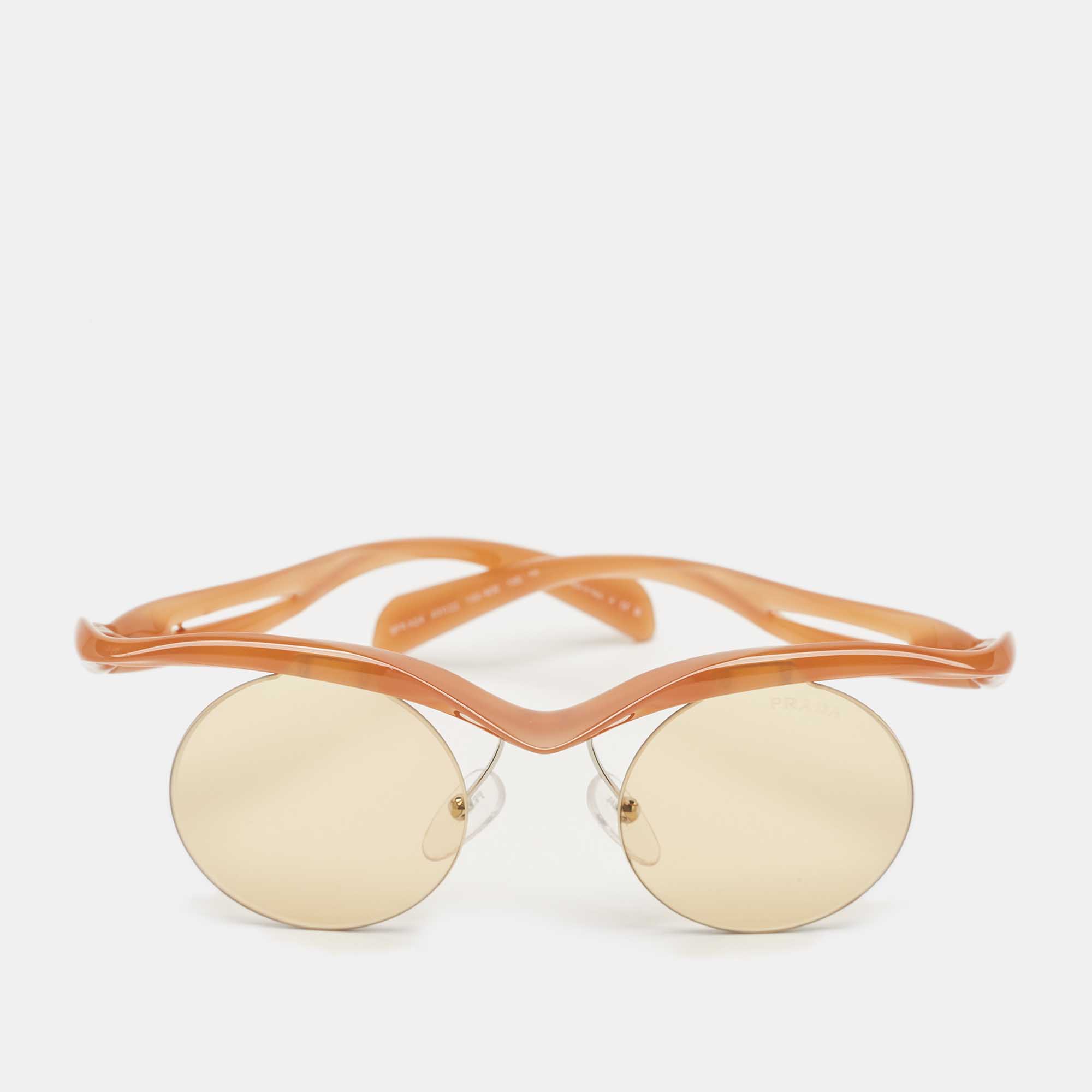 

Prada Brown SPR A24 Rimeless Round Sunglasses