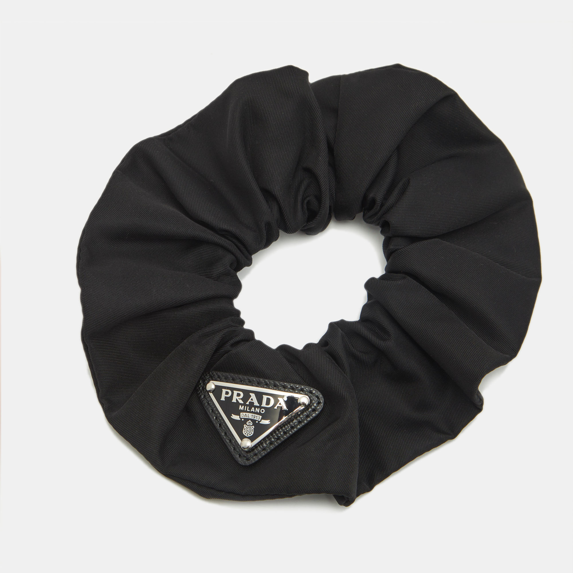 

Prada Black Nylon Logo Plaque Hair Scrunchie