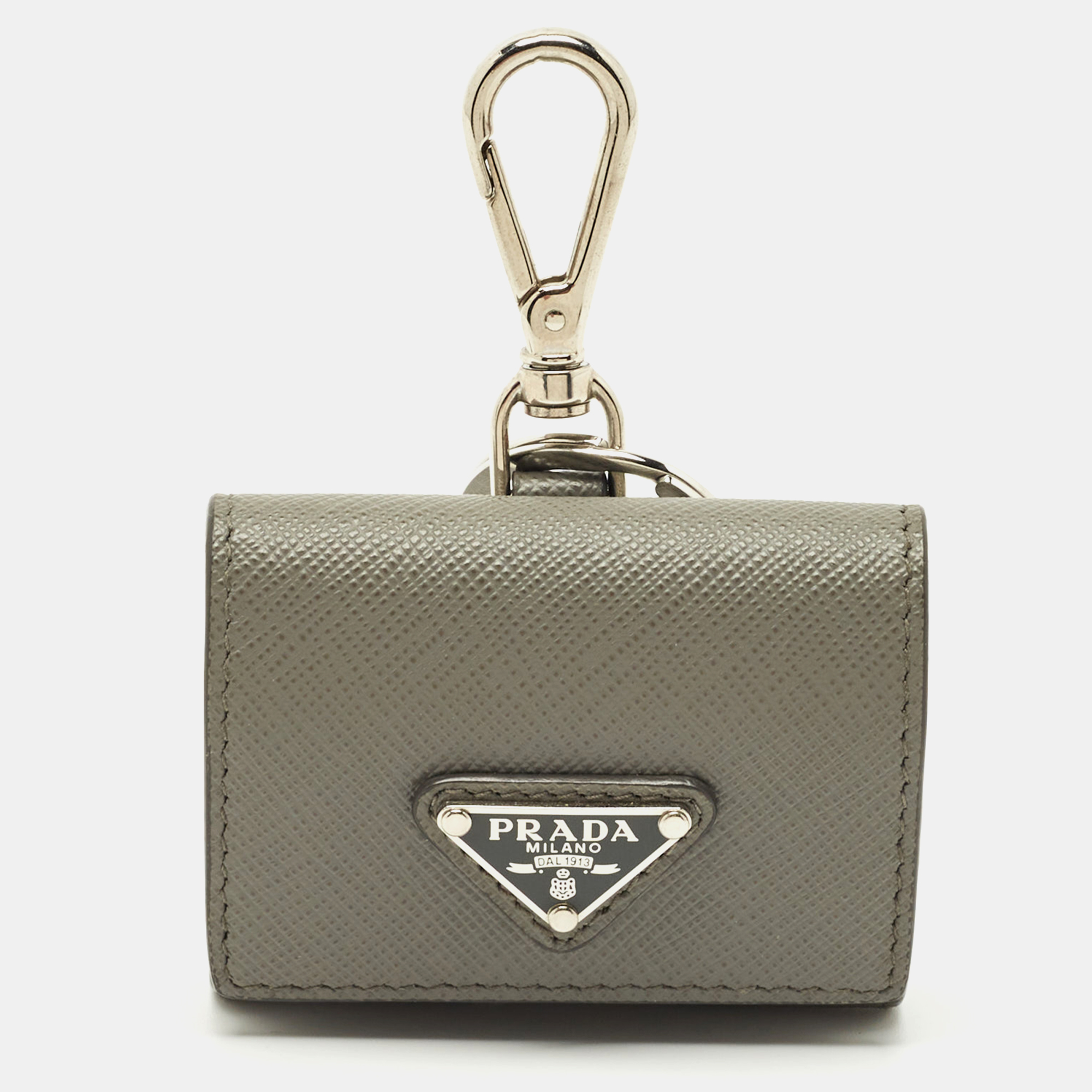 

Prada Grey Saffiano Leather Logo Headphone Case