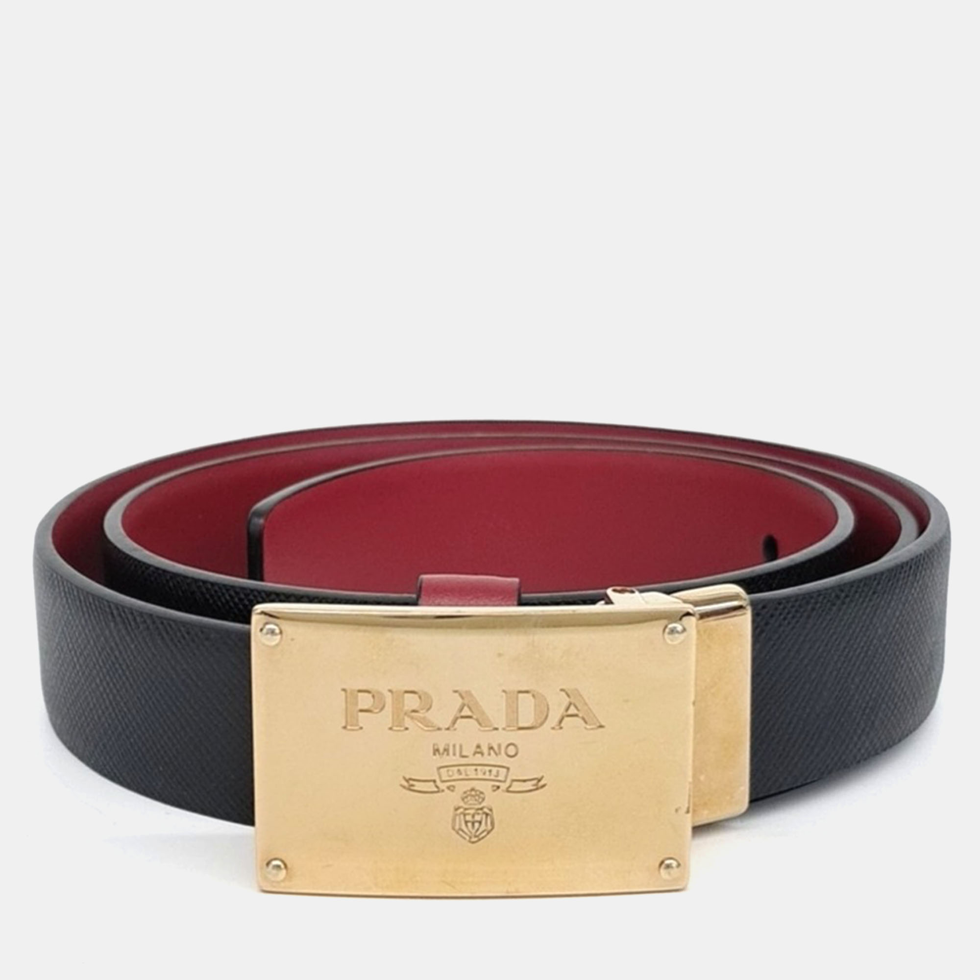Pre-owned Prada Reversible Belt In Black