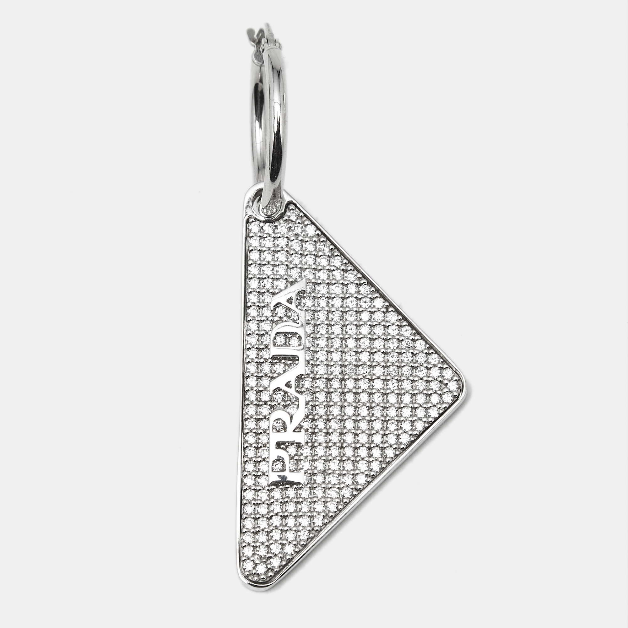 

Prada Logo Symbole Crystals Sterling Silver Single Earring