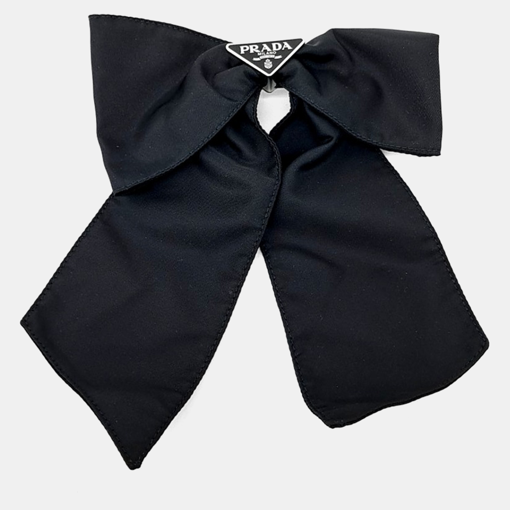 Pre-owned Prada Re-nylon Hairpin In Black