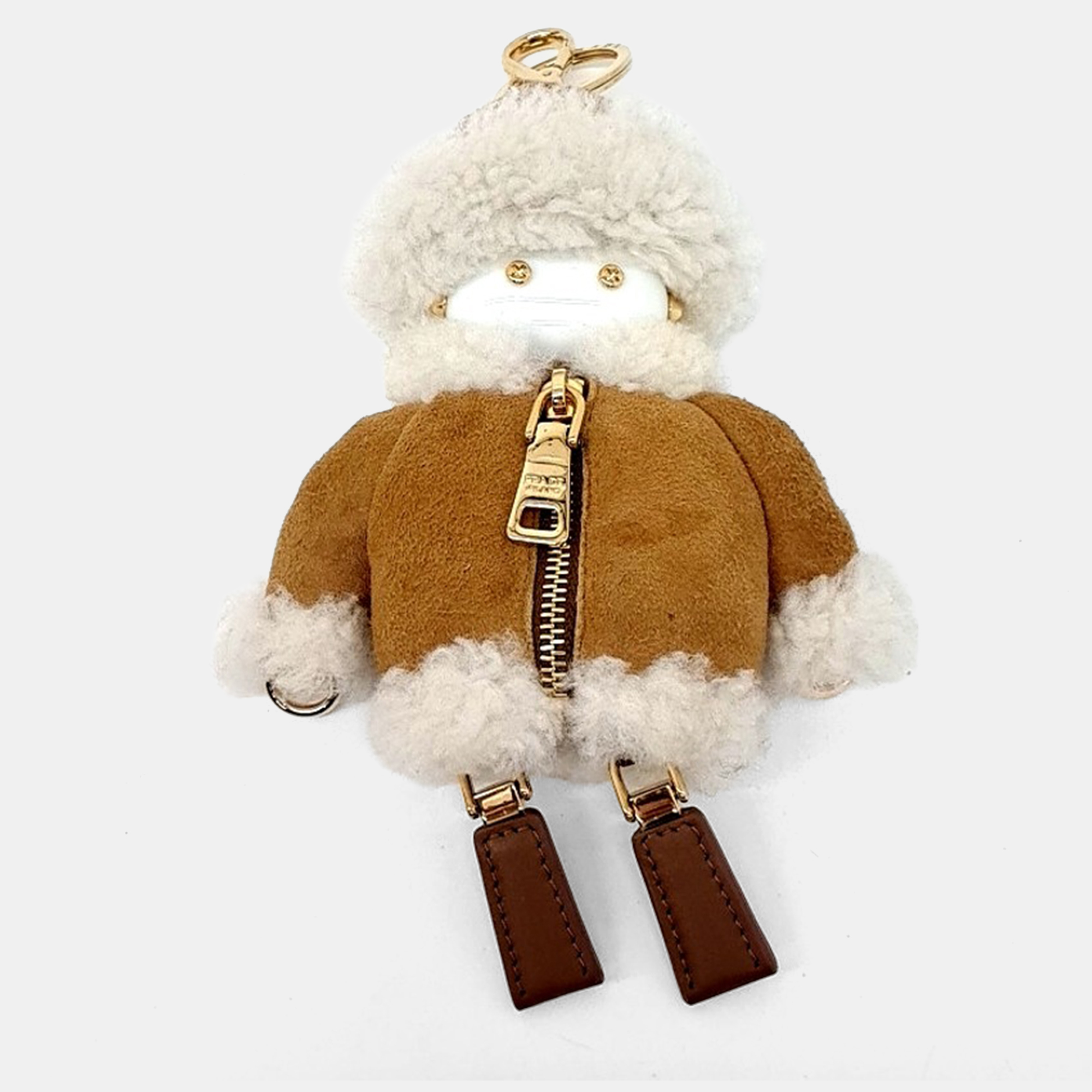 

Prada Soft Robot Shearling Keychain, Brown