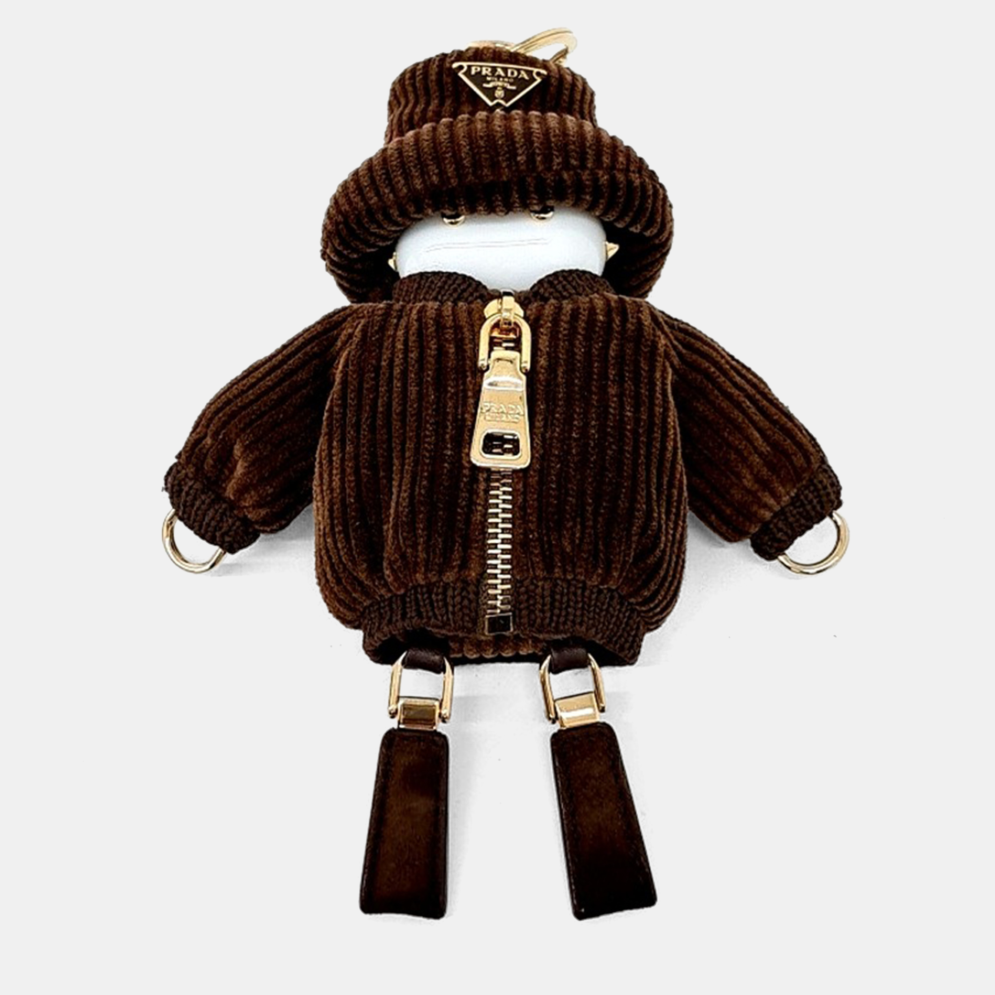 

Prada Soft Robot Corduroy Keychain, Brown