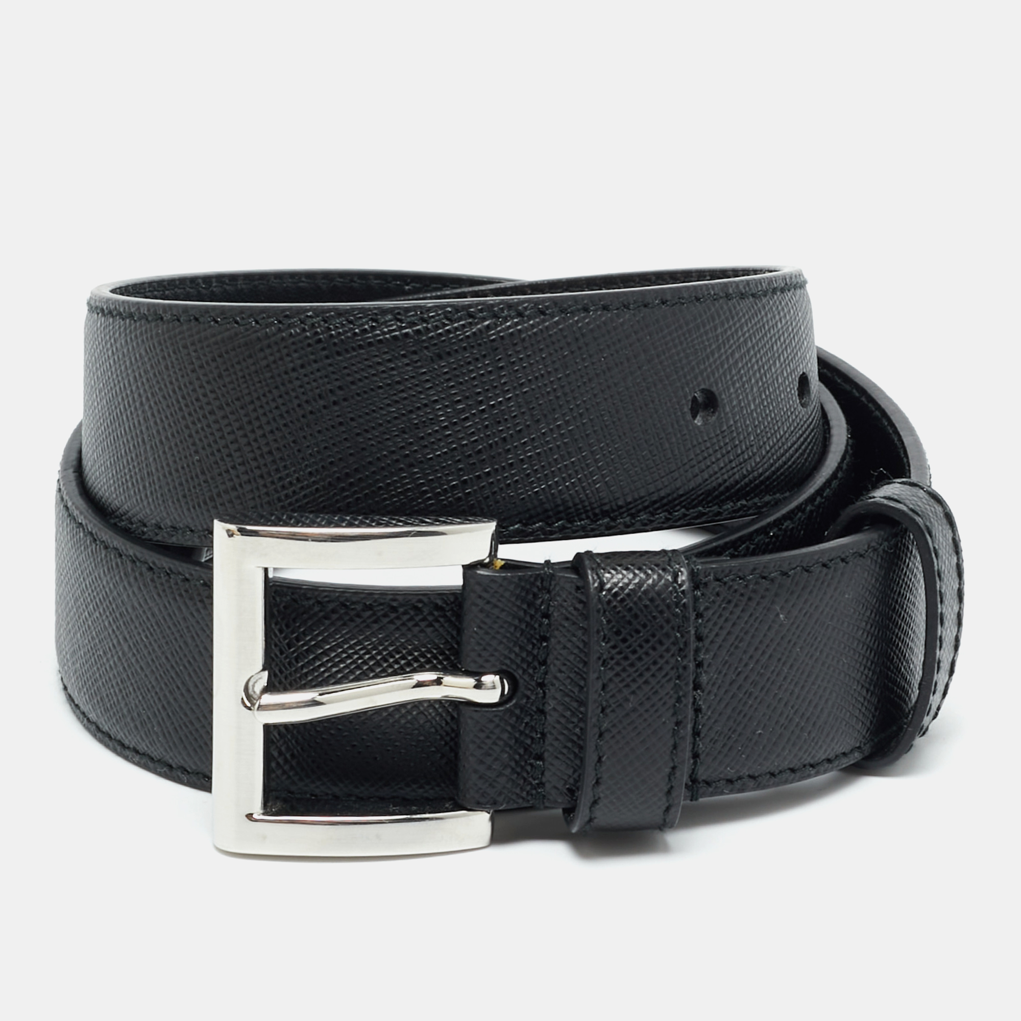 

Prada Buckle 75CM Belt Black Leather