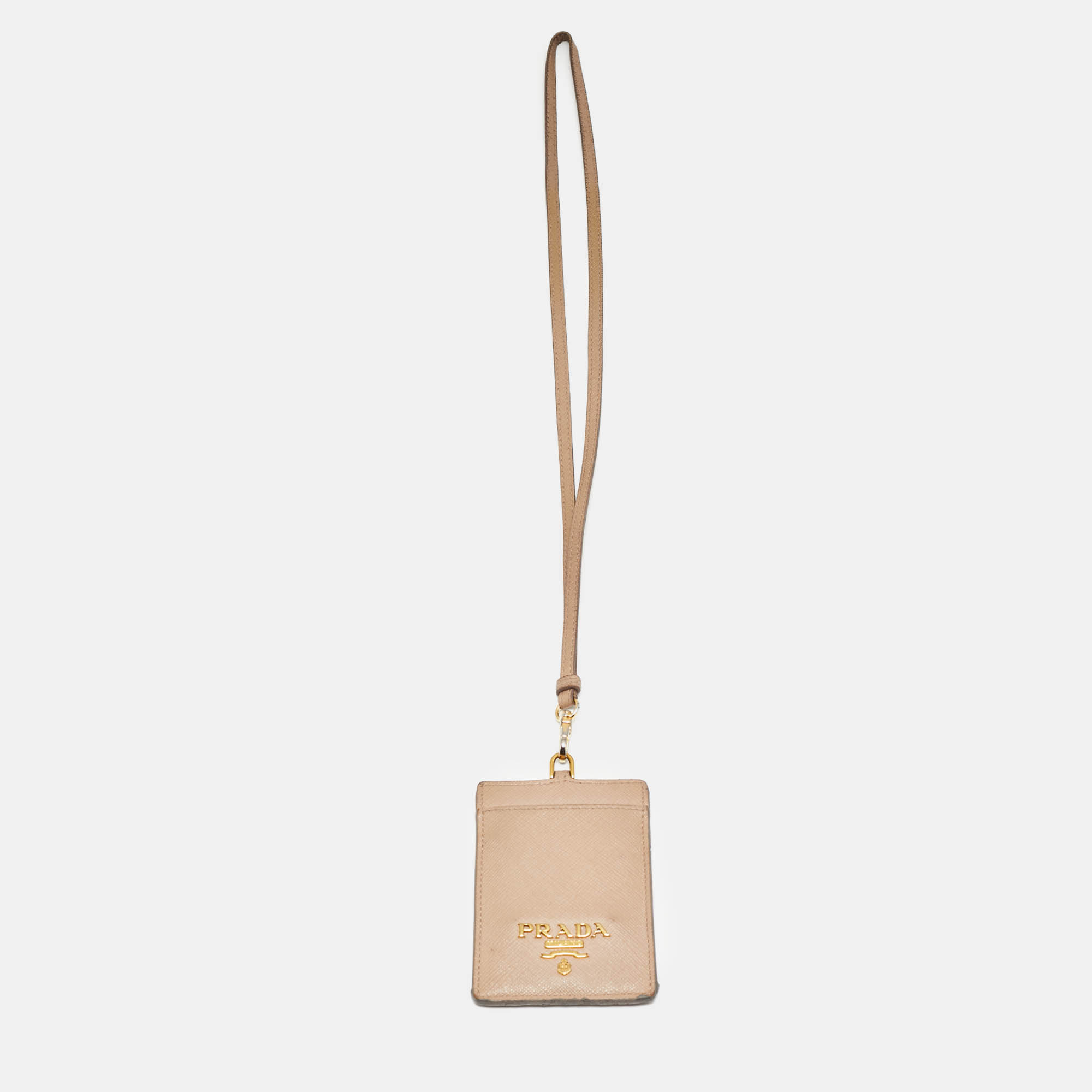 

Prada Badge Holder Beige Saffiano Lux Leather Lanyard