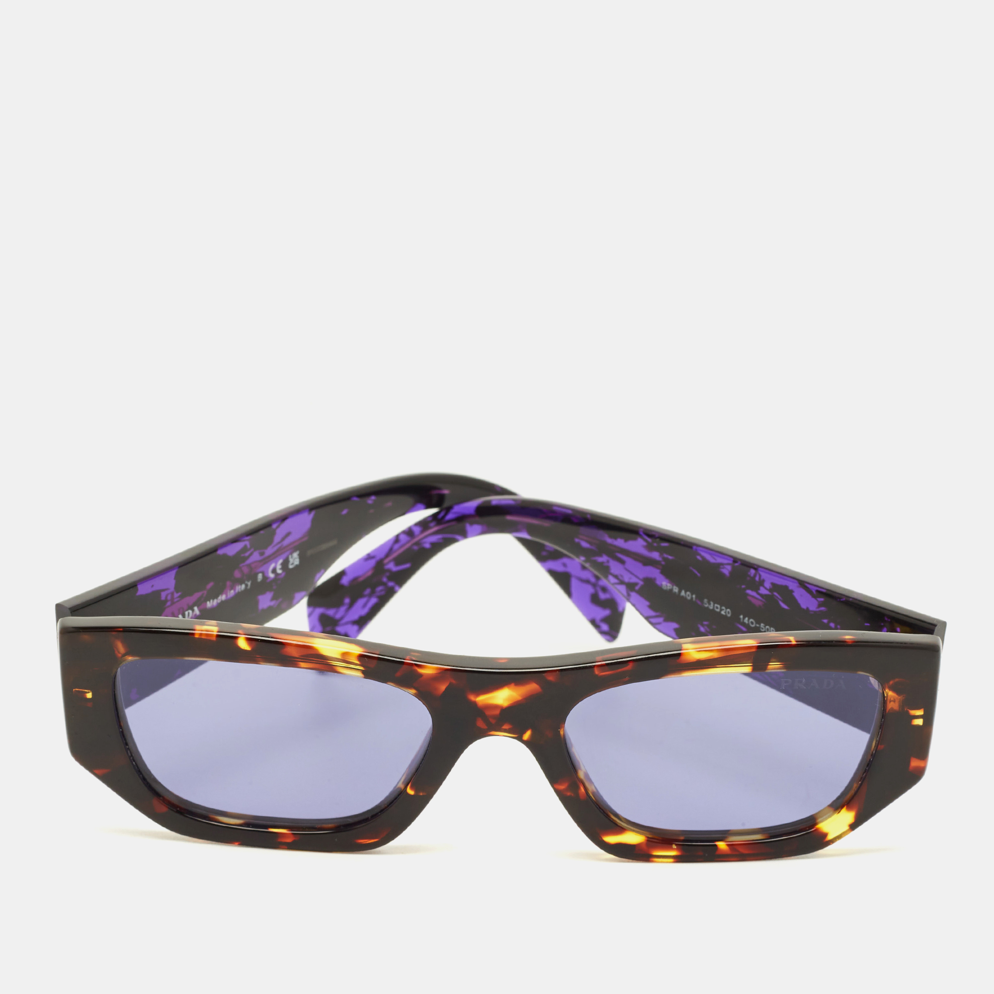 

Prada Tortoise Brown/Purple SPR A01 Rectangle Sunglasses